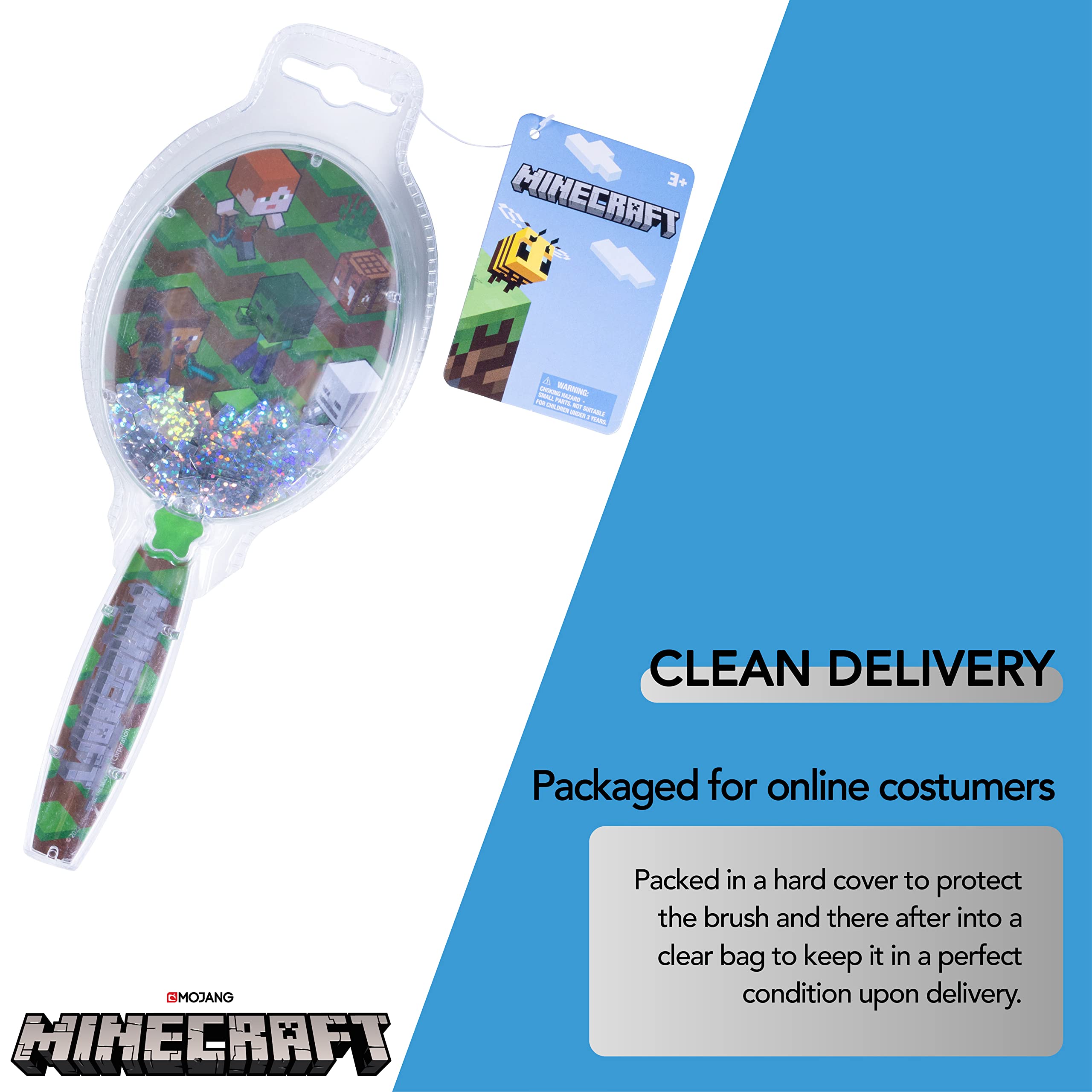 CoComelon Hair Brush with Magical Sparkling Stars Confetti HairBrush, Green - Kids Hair Brush Ages 3+
