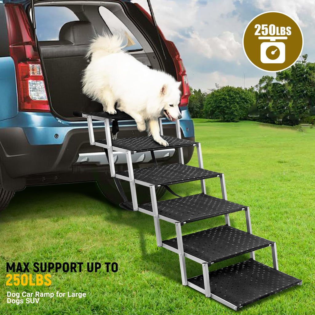 Dog Stairs for Car - Foldable Dog Ramps for Large Dogs with Non Slip Surface, Portable Dog Steps for Cars and SUV, Truck, Support Up to 200 Lbs