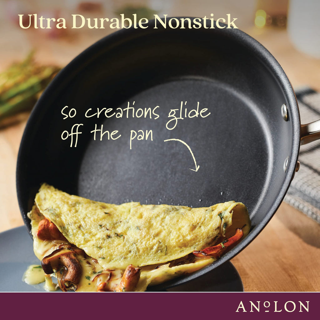 Anolon Advanced Home Hard Anodized Nonstick Sauce Pan/Saucepan with Straining and Lid, 2 Quart (2 Qt Straining Saucepan, Indigo)