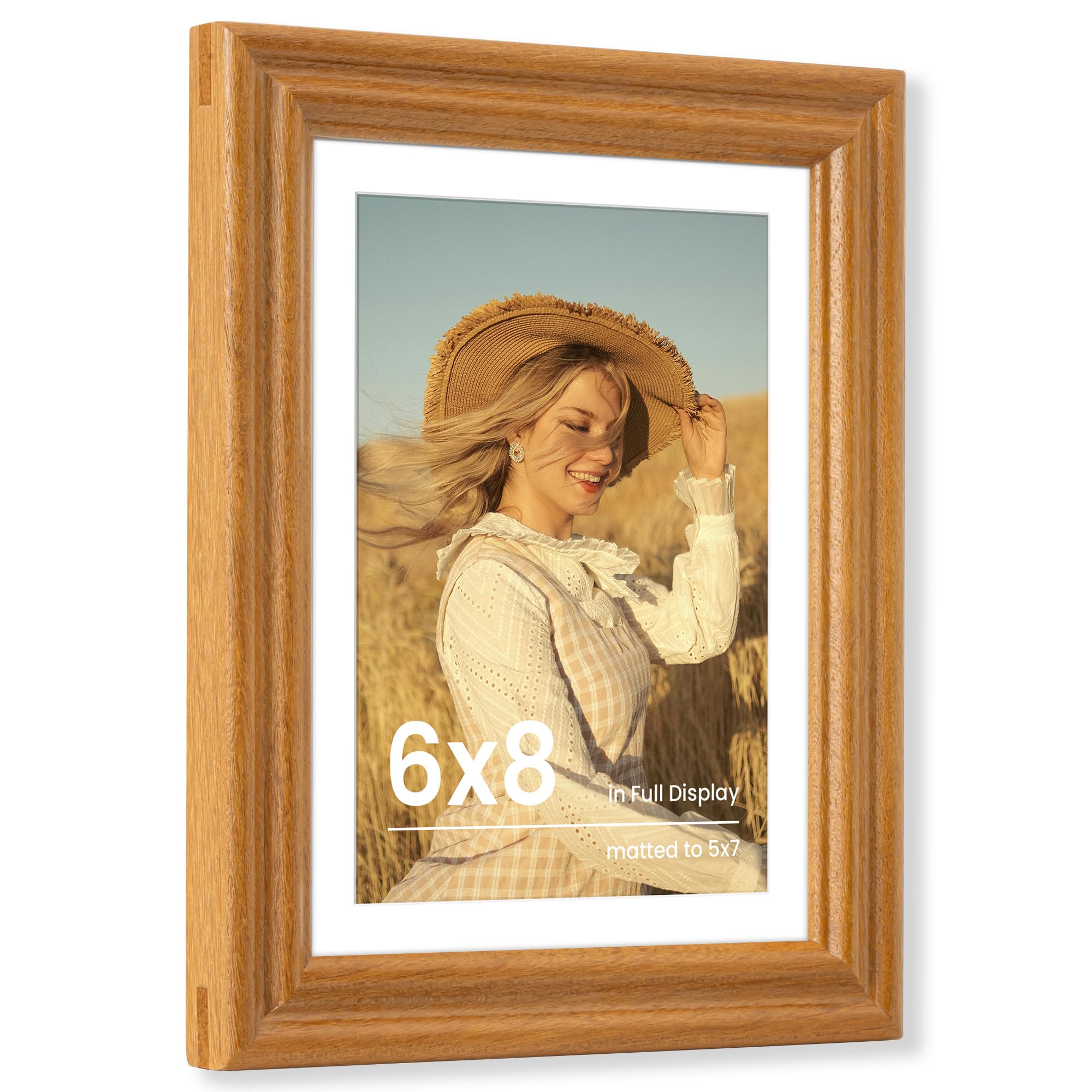 Fun Memories 5x7 Picture Frame with Mat for 4x6 Photo, Solid Elm Wood & Tempered Glass, Rustic Wall & Tabletop Display Frame, Grey, 1 Pack