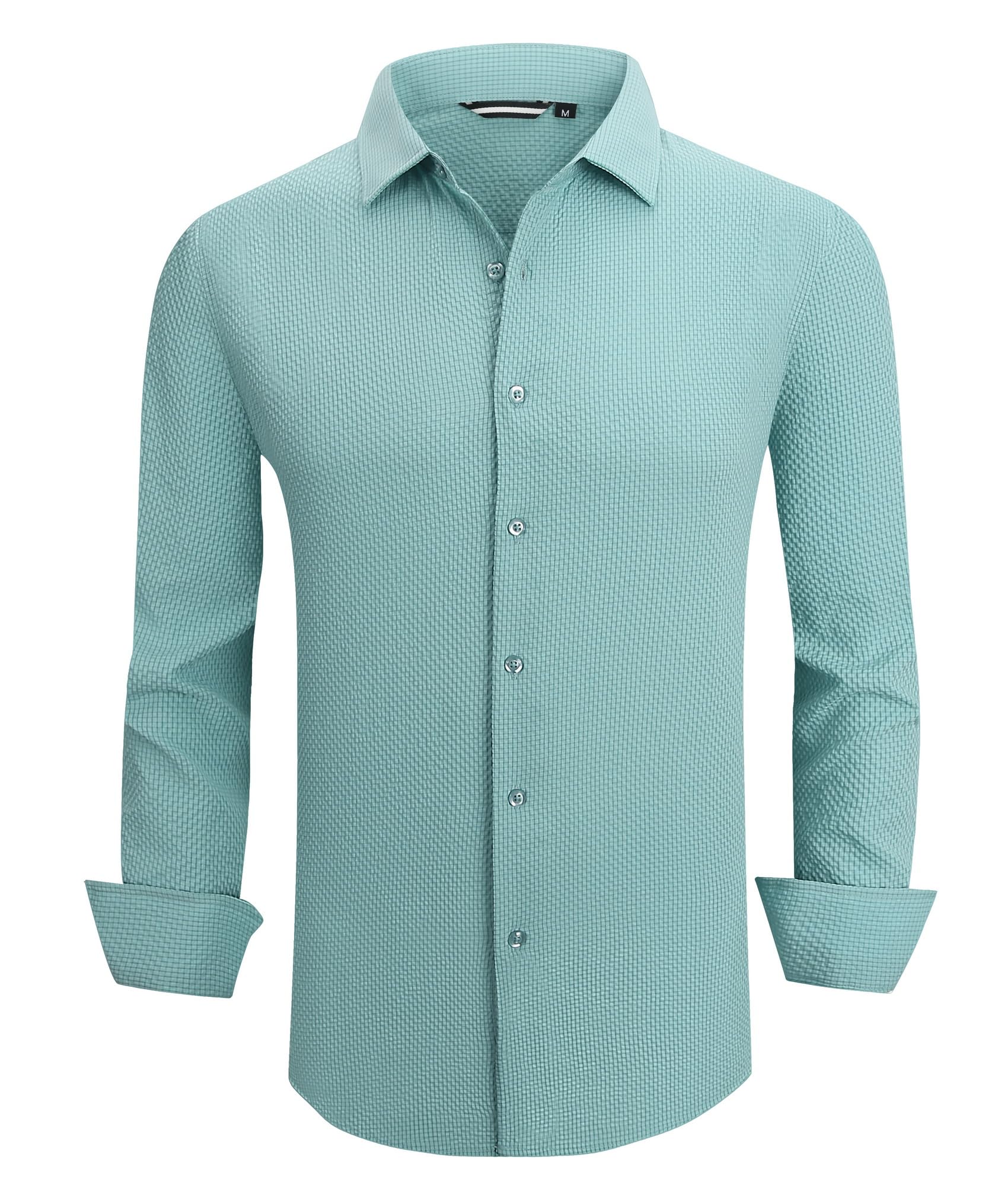 Alex Vando Mens Dress Shirt Wrinkle Free Regular Fit 4-Way Stretch Button Down Shirts