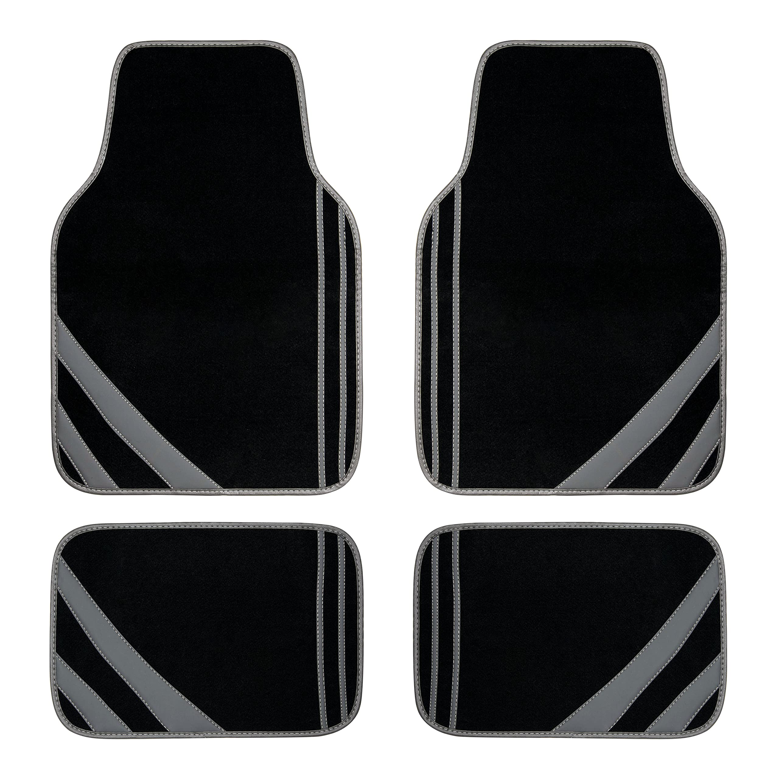 CAR PASS Car Seat Covers Full Set for Women Girls with Waterproof Car Floor Mats,Anti-Slip Leather Steering Wheel Cover,Universal Fit for SUVs,Vans,Trucks,Sedans,Cars (Combo Set,Black & Pink)