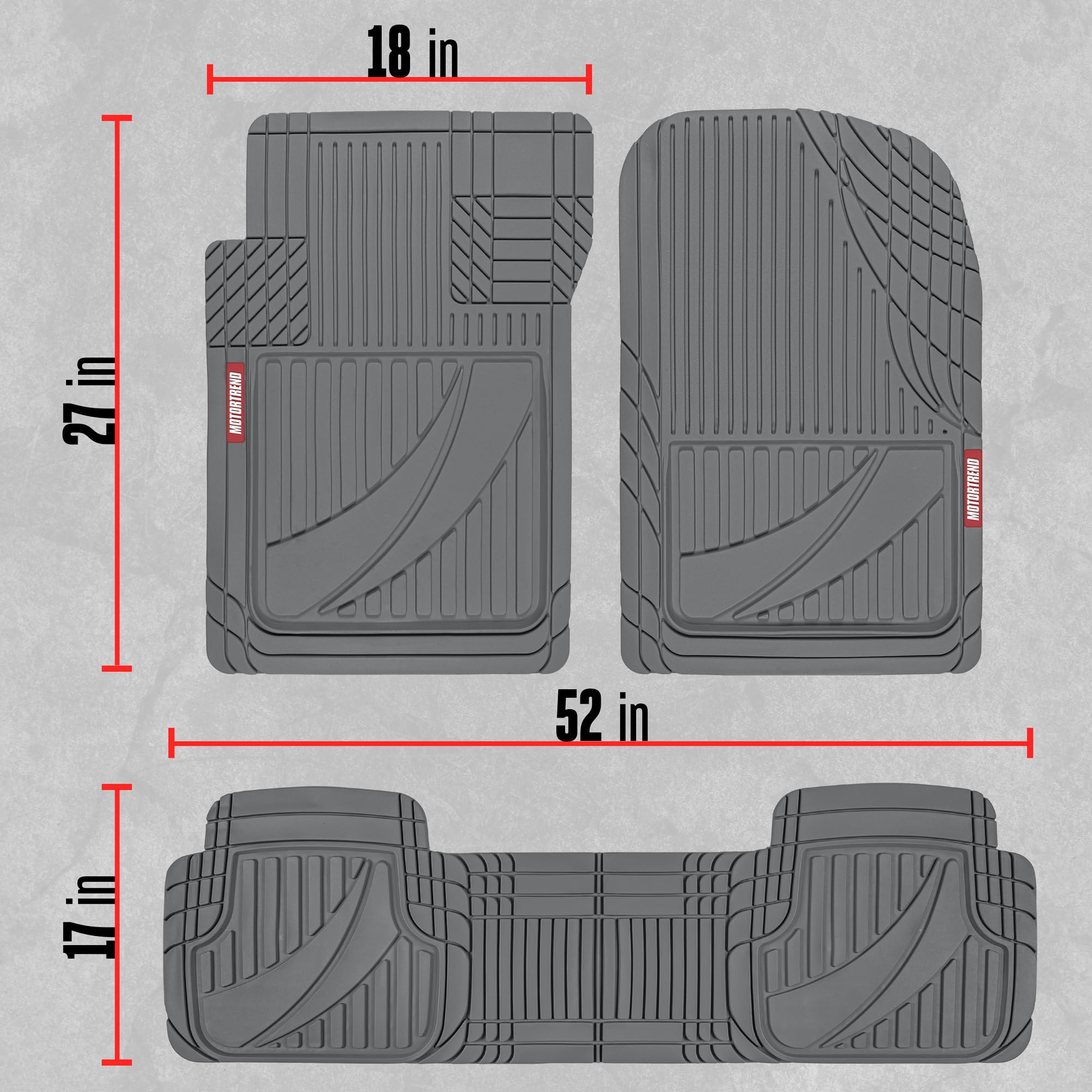 Motor Trend FlexTough™ Heavy Duty Rubber Black Car Floor Mats All Weather & Jumbo SUV Cargo Liner Full Set - Universal Trim to Fit Automotive Floor Mats & Trunk Mats for Cars Interior Accessories