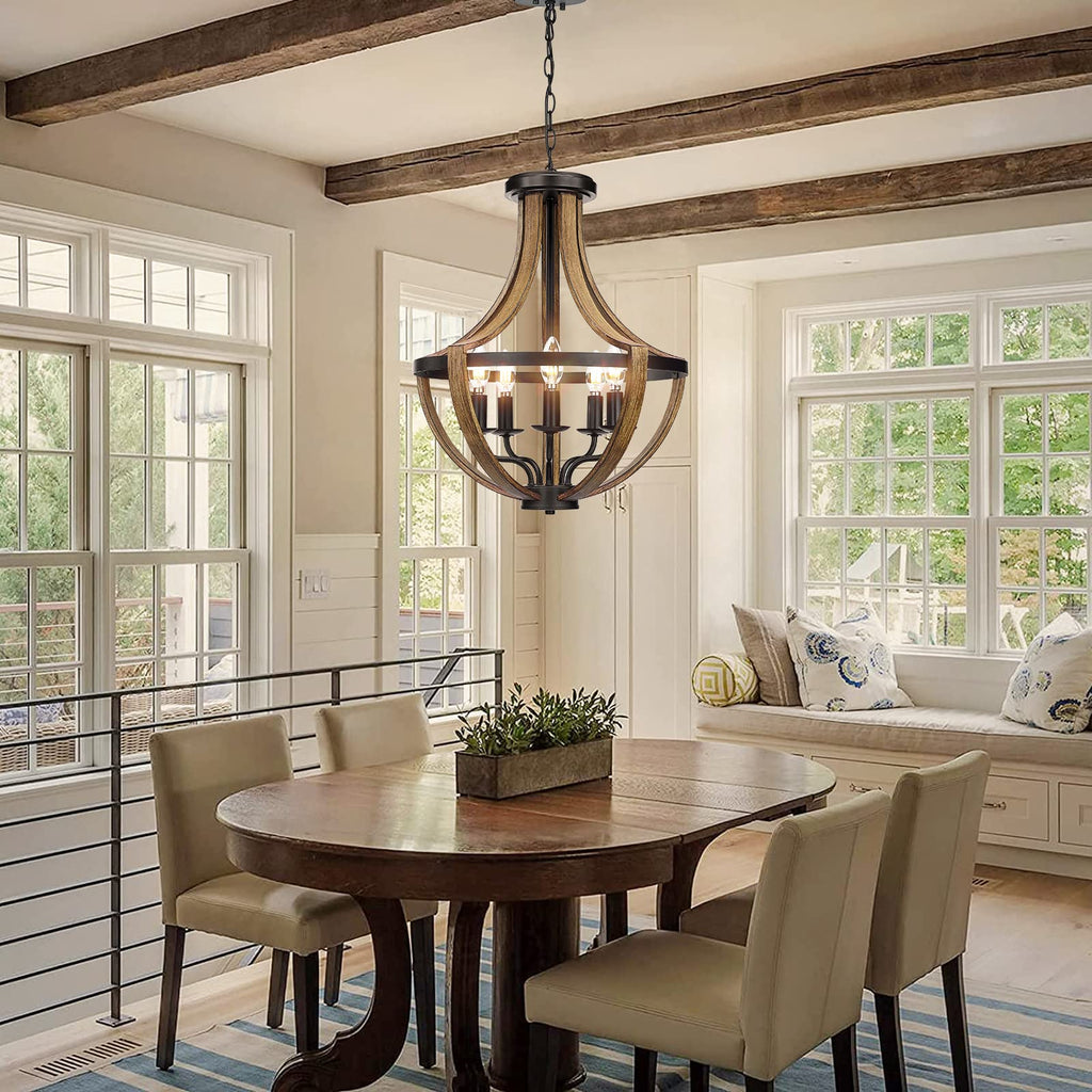 13.1" Modern Farmhouse Hanging Pendant Lighting, 4-Light Rustic Interior Flush Mount Ceiling Light Fixture, Vintage Chandelier for Hallway Foyer Dining Room Entryway Kitchen Island Bedroom