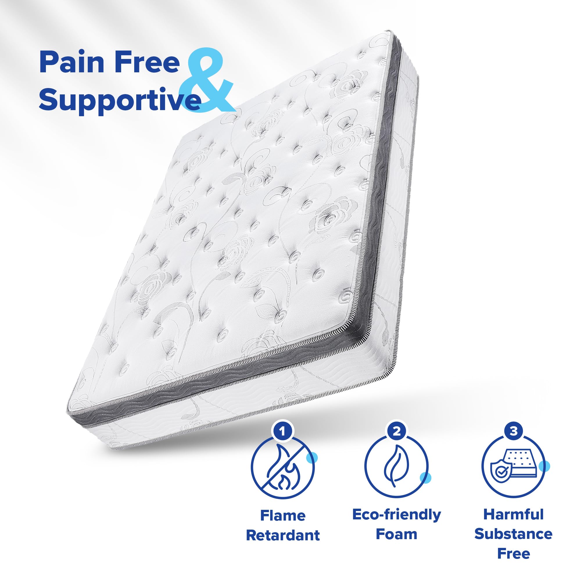 Olee Sleep Full Mattress, 10 Inch Support Cloud Hybrid Mattress, Gel Infused Memory Foam, Pocket Spring for Support and Pressure Relief, CertiPUR-US Certified, Bed-in-a-Box, Soft, Full Size