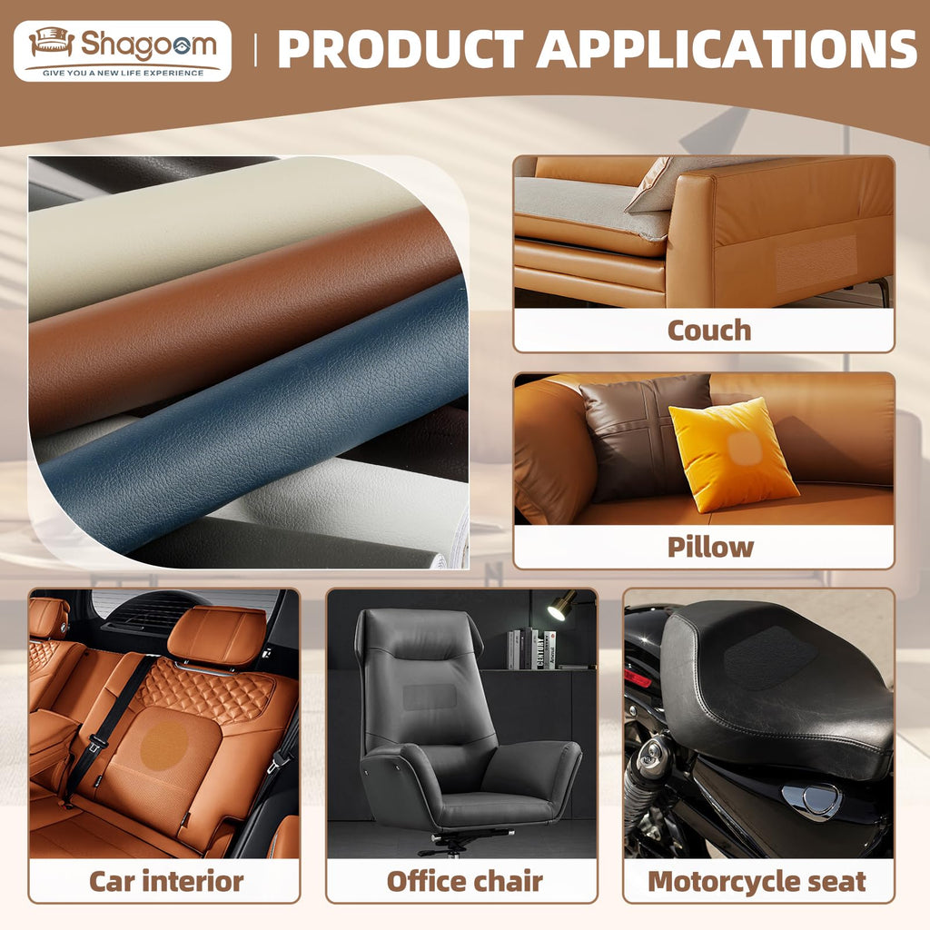 Shagoom Leather Repair Patch, Repair Patch Self Adhesive Waterproof, DIY Large Vinyl Patches for Couches, Furniture, Kitchen Cabinets, Wall （Beige, 3.5X79 Inch）