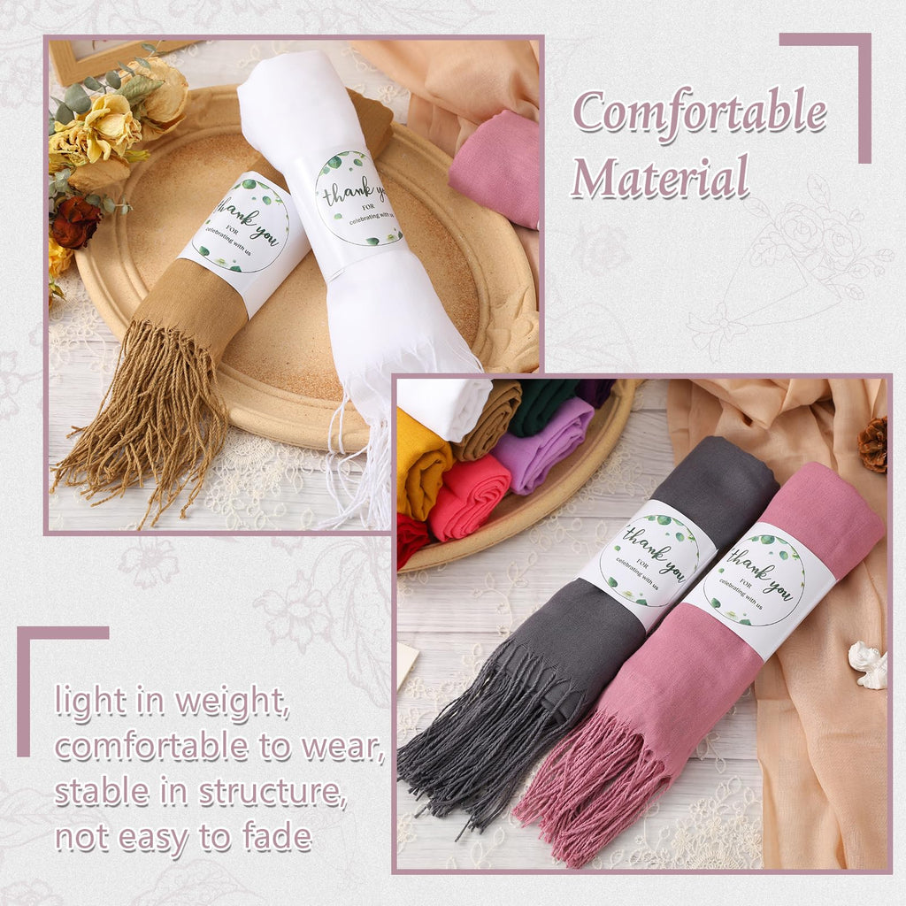 Ramede 50/100 Bulk Wedding Shawl Scarf for Women 79 x 28 Guests Shawl Wraps Gifts for Women Bridal Shawls with Thank Cards