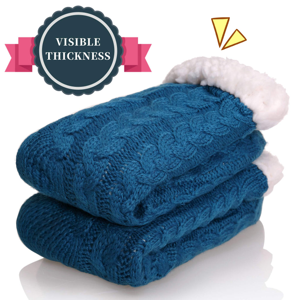 SDBING Women's Winter Super Soft Warm Cozy Fleece Lined Fuzzy Slipper Socks with Grippers