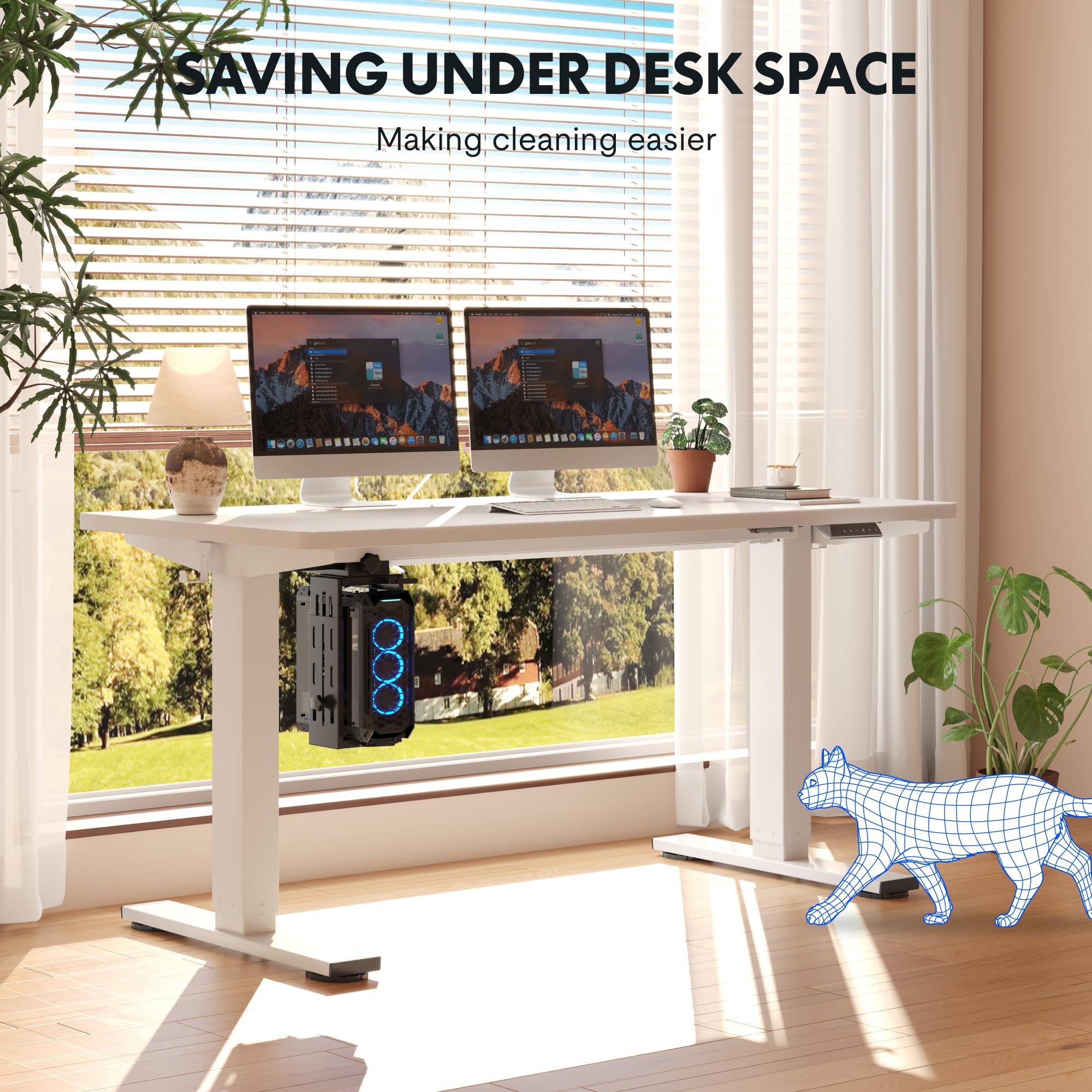 FLEXISPOT EN2 Whole-Piece Standing Desk with Clamp Power Strip, 40 x 24'' Electric Stand Up Height Adjustable Desk with Cable Management (Black Frame + 40" Black Top)