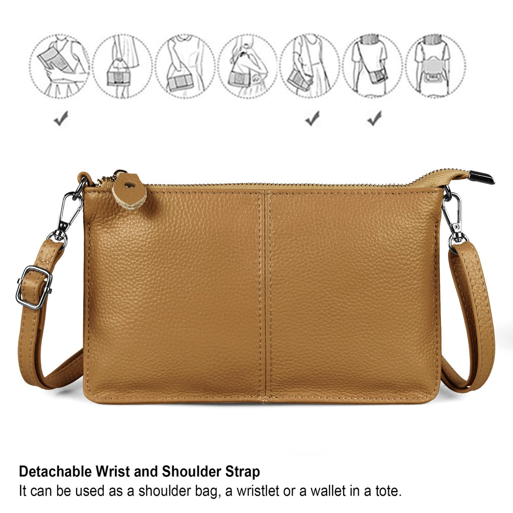 befen Genuine Leather Wristlet Clutch Wallet Purses Small Crossbody Bags for Women with RFID Blocking Card Slots