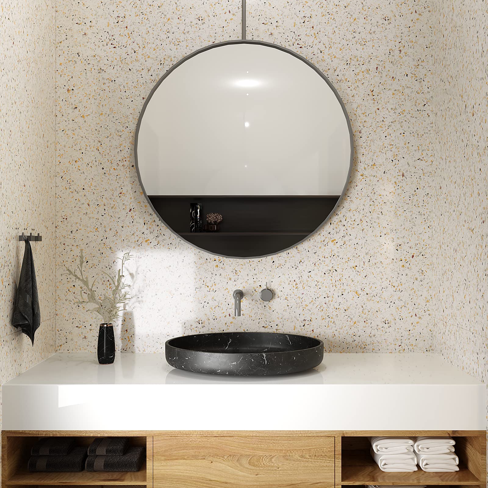 VEELIKE 15.7''x118'' Granite Contact Paper for Countertops Waterproof Self Adhesive Granite Wallpaper Peel and Stick Countertops for Kitchen Bathroom Counter Top Removable Decorative Vinyl Film