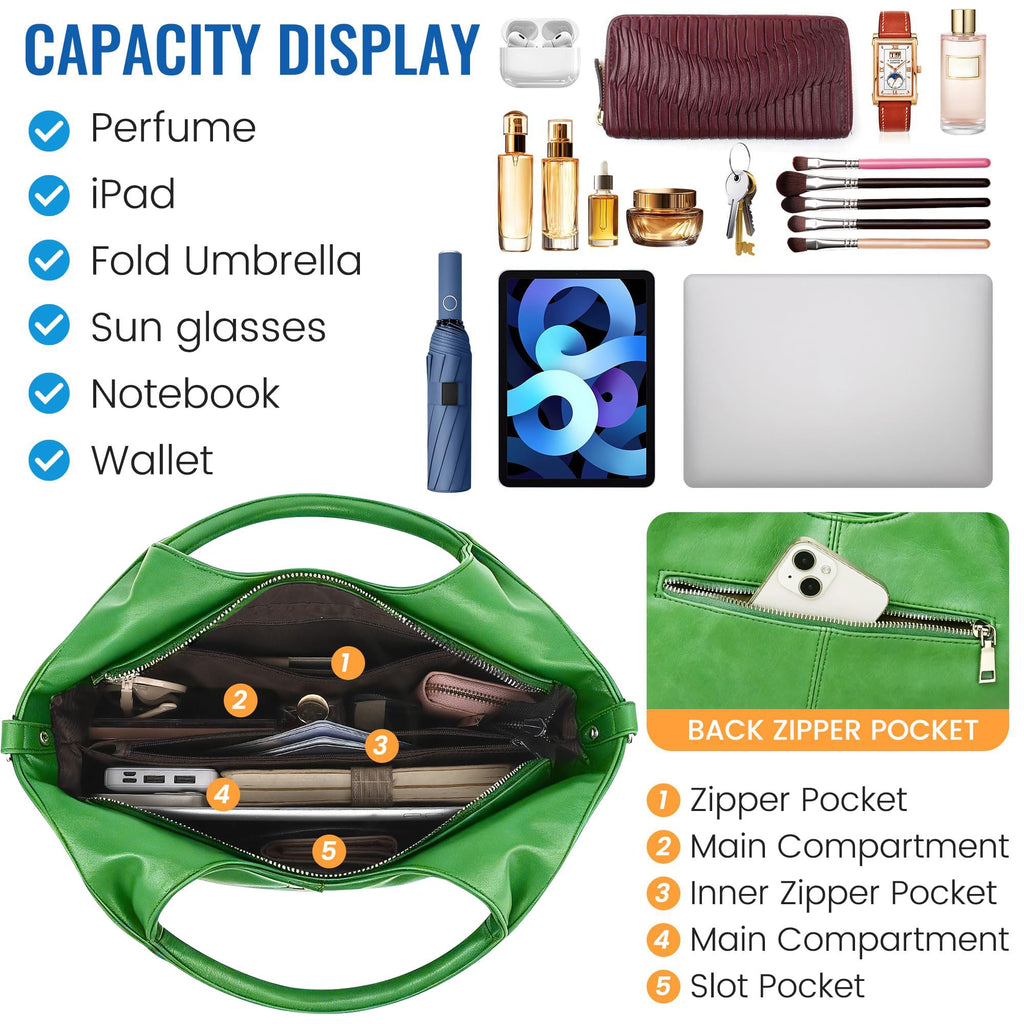 KOGTLA Medium Vegan Leather Purses for Women with Detachable Satchel Strap, Ladies Handbags, Tote Hobo Bags with Two-Handle