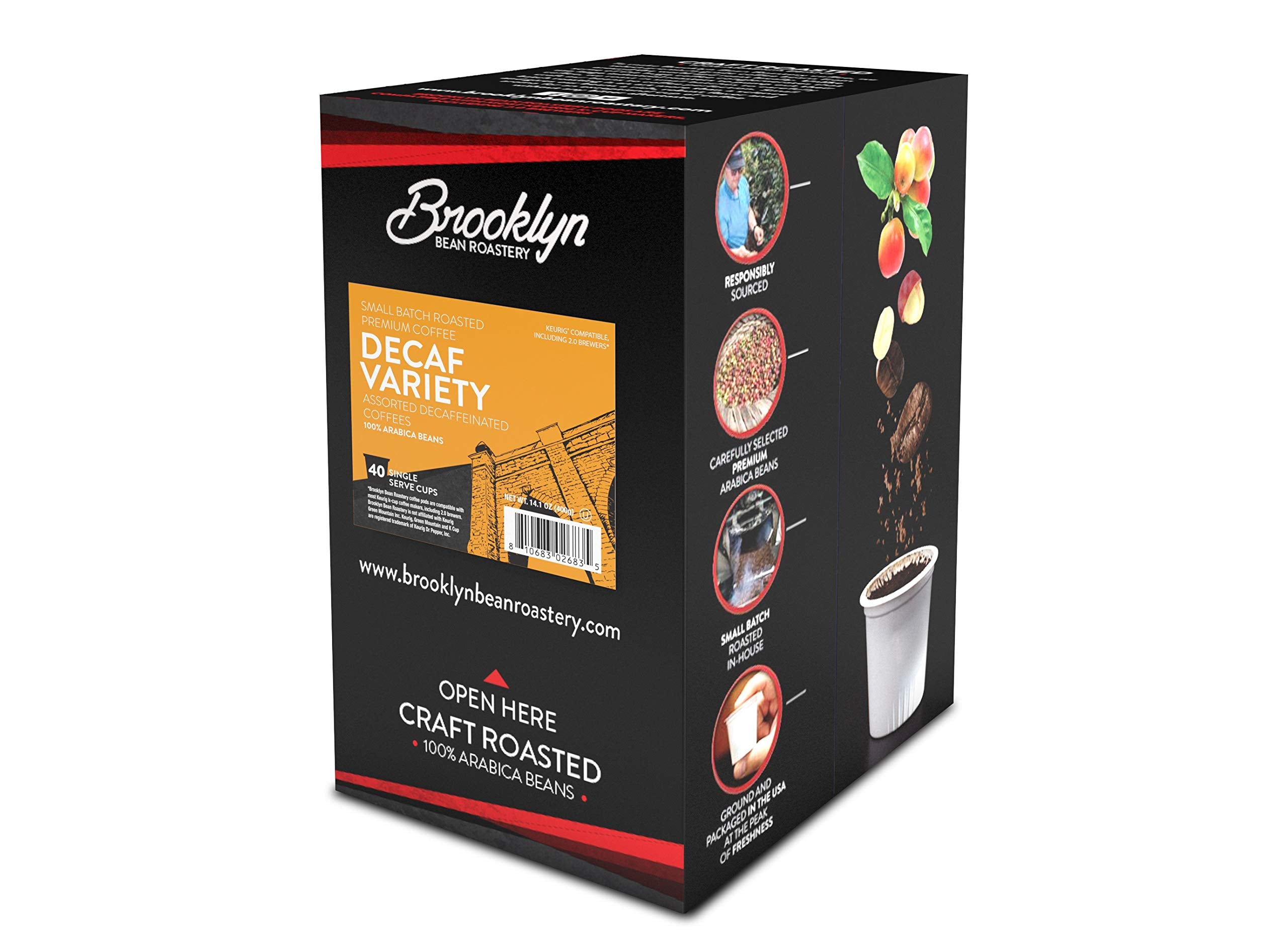 Brooklyn Beans Coffee Pods, Medium Roast Gourmet Variety Pack - Compatible with Keurig K Cup Brewers Including 2.0 Machines, 40 Count