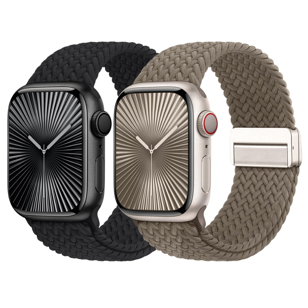 Braided Stretchy Bands with Magnetic Clasp Compatible for Apple Watch Band 38mm 40mm 41mm 42mm 44mm 45mm 46mm 49mm Women Men, Nylon Sport Solo Loop for iWatch Series 11 10 9 8 7 6 5 4 3 Ultra 3 2 1 SE