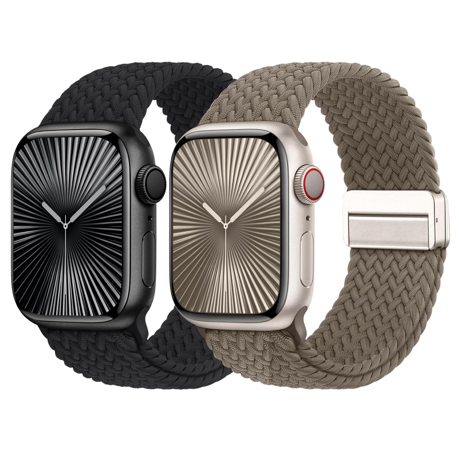 Braided Stretchy Bands with Magnetic Clasp Compatible for Apple Watch Band 38mm 40mm 41mm 42mm 44mm 45mm 46mm 49mm Women Men, Nylon Sport Solo Loop for iWatch Series 11 10 9 8 7 6 5 4 3 Ultra 3 2 1 SE
