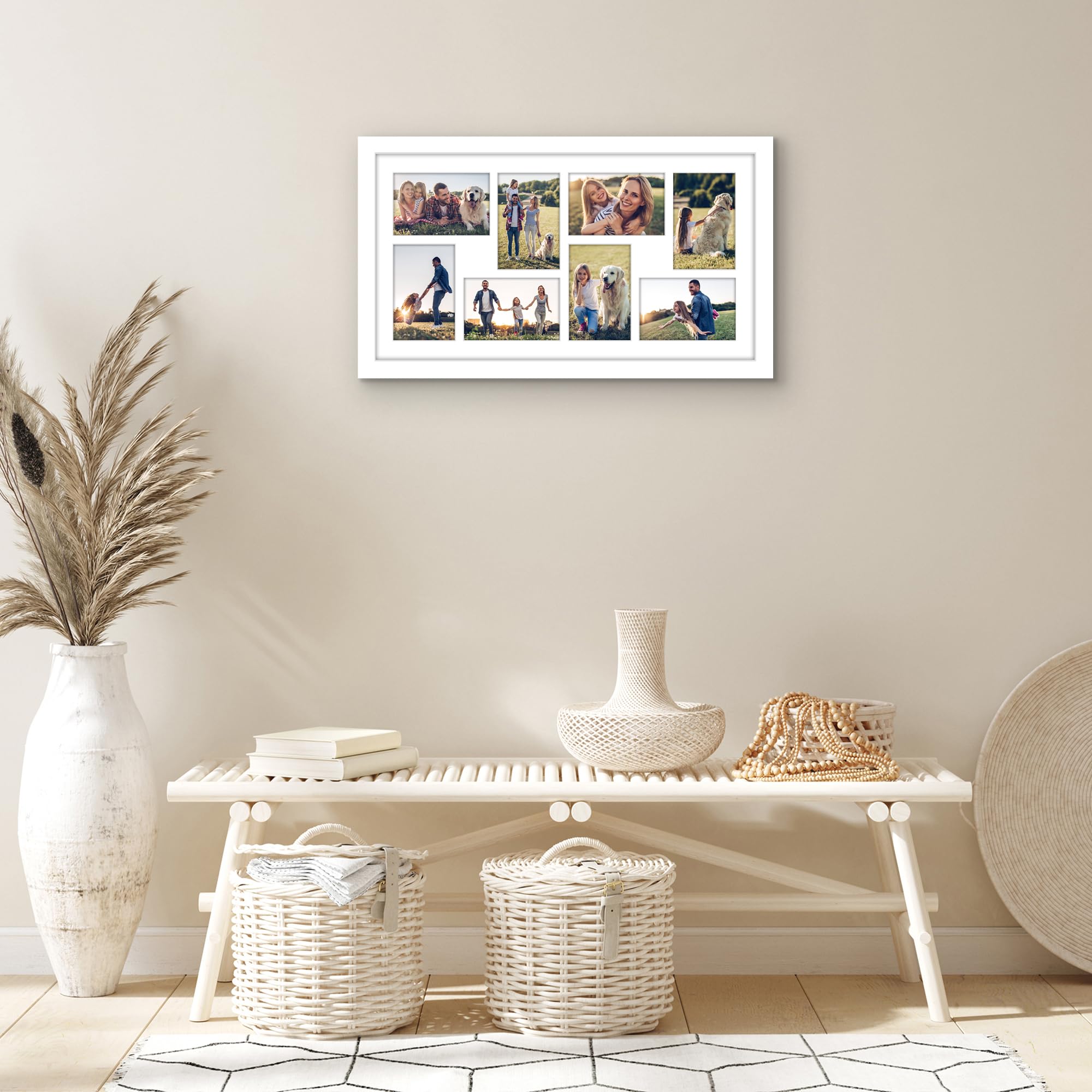 Americanflat 4x6 Double Picture Frame with Shatter-Resistant Glass - Fits Two 4x6 Photos or use as One 6x14 Frame - Signature Collection - Collage Frames for Tabletop and Wall Display - Black