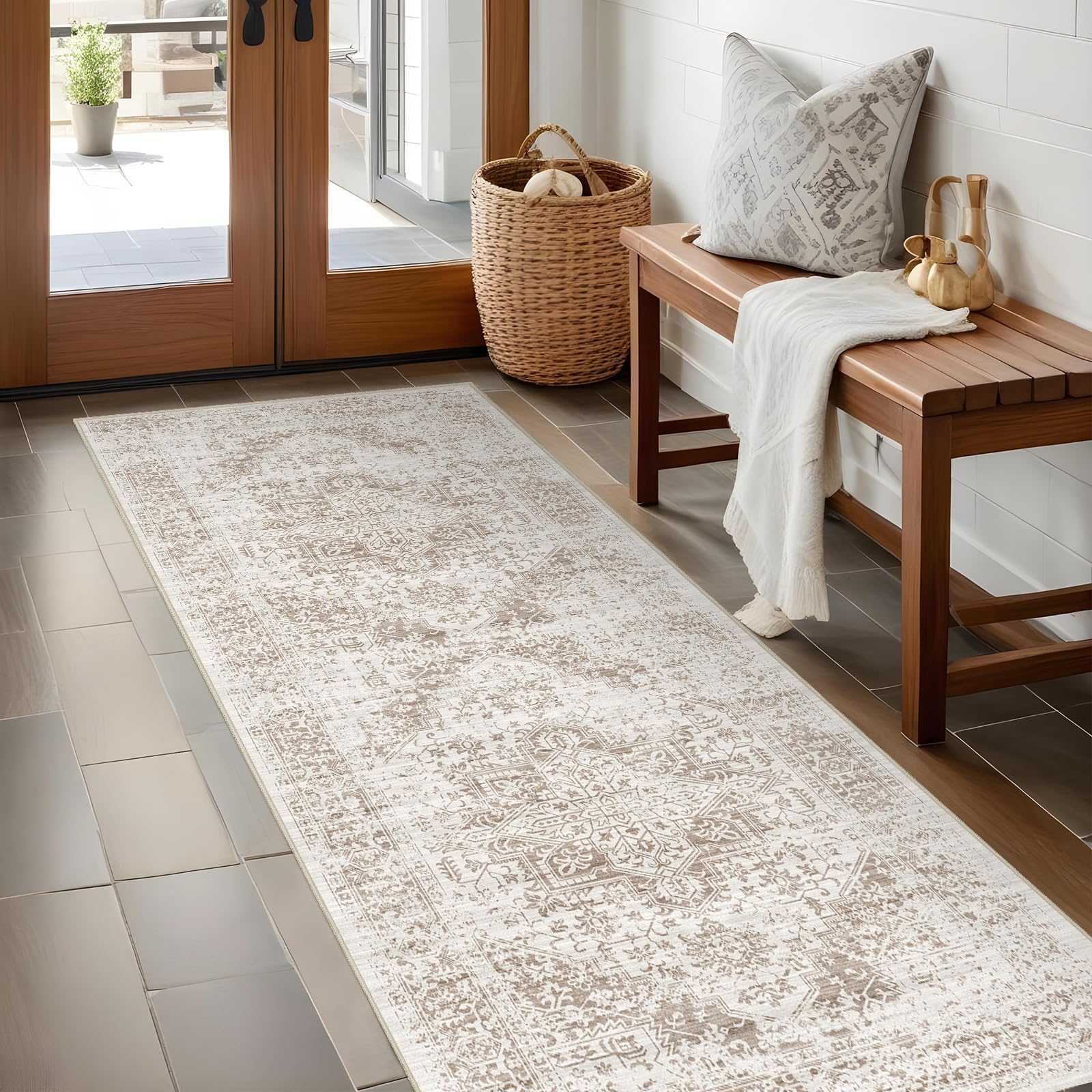 2x5 Washable Kitchen Runner Rug - Soft Low Pile Floral Animal Cat Print Rugs with Non-Slip Backing Waterproof Stain-Resistant Indoor Carpet for Hallway Entryway Bathroom Bedroom (Black)