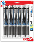 Pentel Energel 0.5 mm, Black Needle Tip Pens - Rtx Retractable Pack of 10 Pens