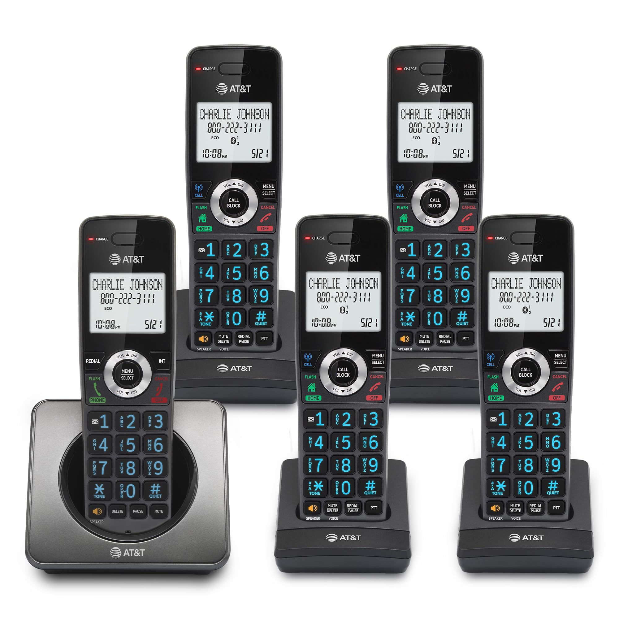 AT&T Landline Home Phone with Call Blocker, Caller ID/Call Waiting, Full-Duplex Handset Speakerphone, Backlit Keypad & Display, Rechargeable Battery, ECO Mode, DECT 6.0: GL2101-11