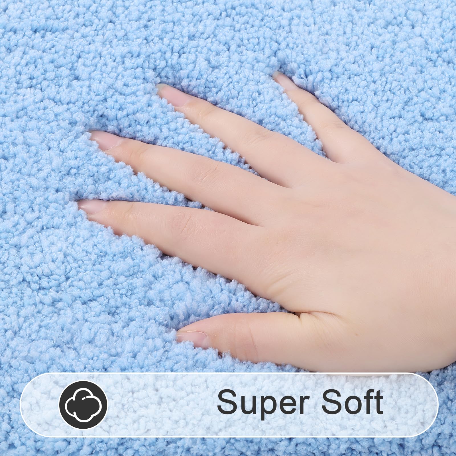 SHACOS Black Bathroom Rugs Sets 3 Piece, 16"x24" + 20"x32" Non Slip Bath Mat and 20"x24" Toilet Rugs U Shaped Washable, Soft Fluffy Water Absorbent Bath Rugs for Bathroom