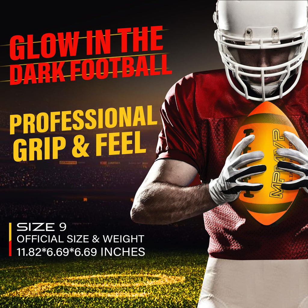 Glow in The Dark Football, Light Up LED Football Size 6, USB Rechargeable, Cool Outdoor Sports Boy Toys for Night Games, Birthday Gifts for Kids & Teens Age 6–12