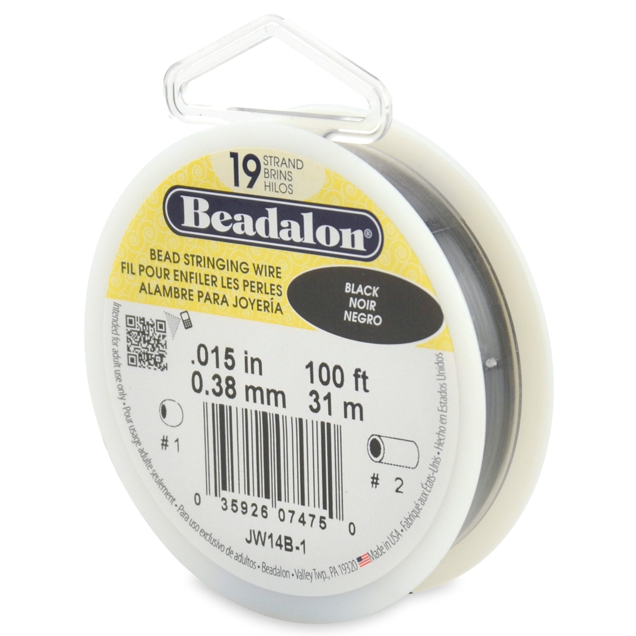 Beadalon 19 Strand Stainless Steel Bead Stringing Wire, .010 in / 0.25 mm, Bright, 100 ft / 31 m