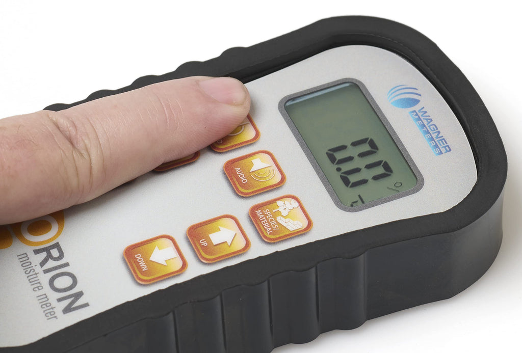 Orion® 910 Pinless Wood Moisture Meter Kit by Wagner Meters | Accurate, Non-Damaging, Deep Depth Lumber Moisture Measurement, On-site Calibration (Standard Calibrator)