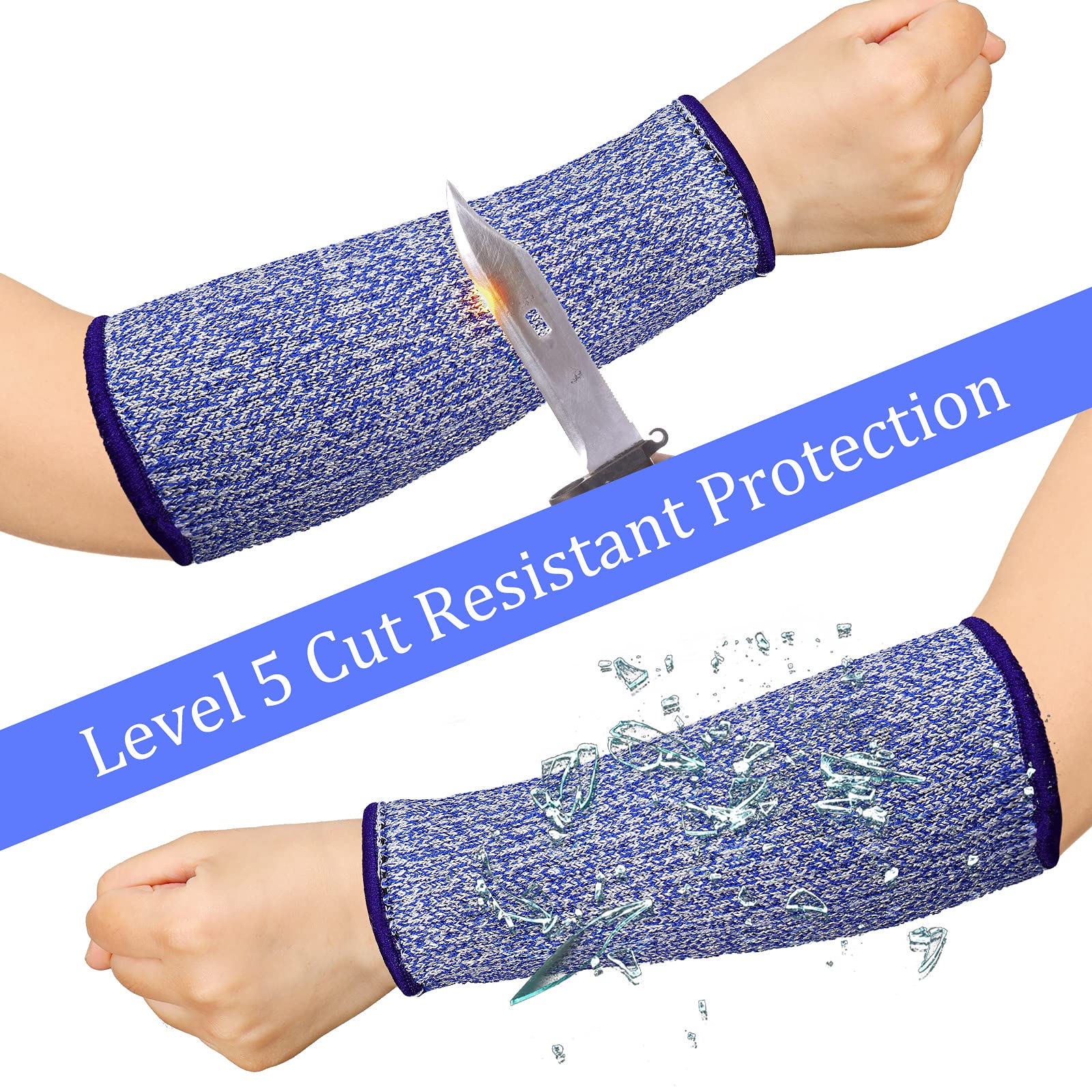 Sintege 3 Pairs Arm Protectors for Thin Skin and Bruising Cut Resistant Forearm Sleeve Level 5 Arm Burn Protection Sleeve (Black,7.9 Inch)