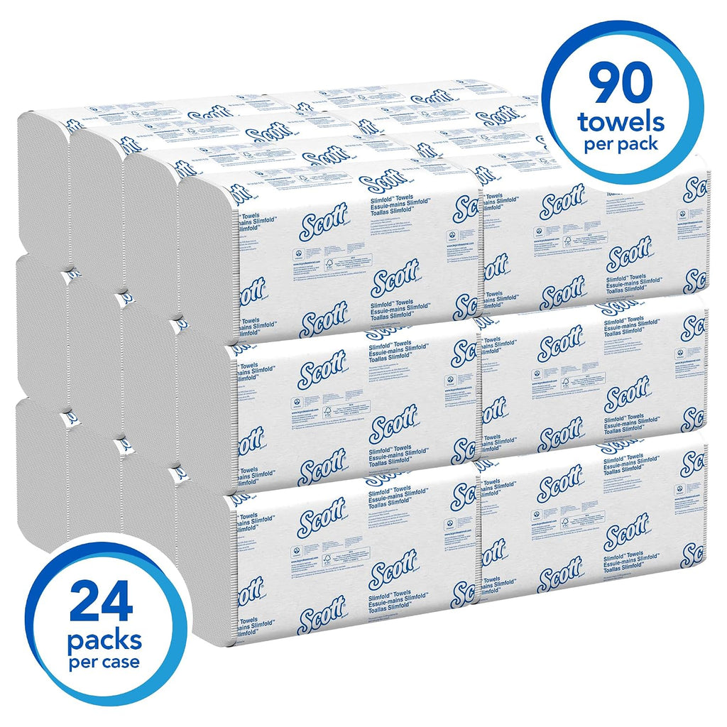 Scott Professional Pro Slimfold Folded Paper Towels, Bulk (04442), Absorbency Pockets, White, for Compatible Kimberly-Clark Professional Dispensers (24 Packs of 90 Sheets, 2,160 Sheet Total)