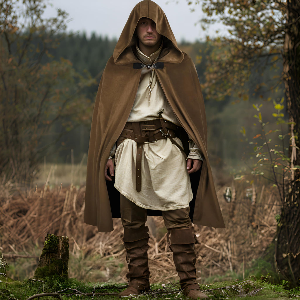 JEGERMIG Medieval Hooded Cloak Halloween Renaissance Costume