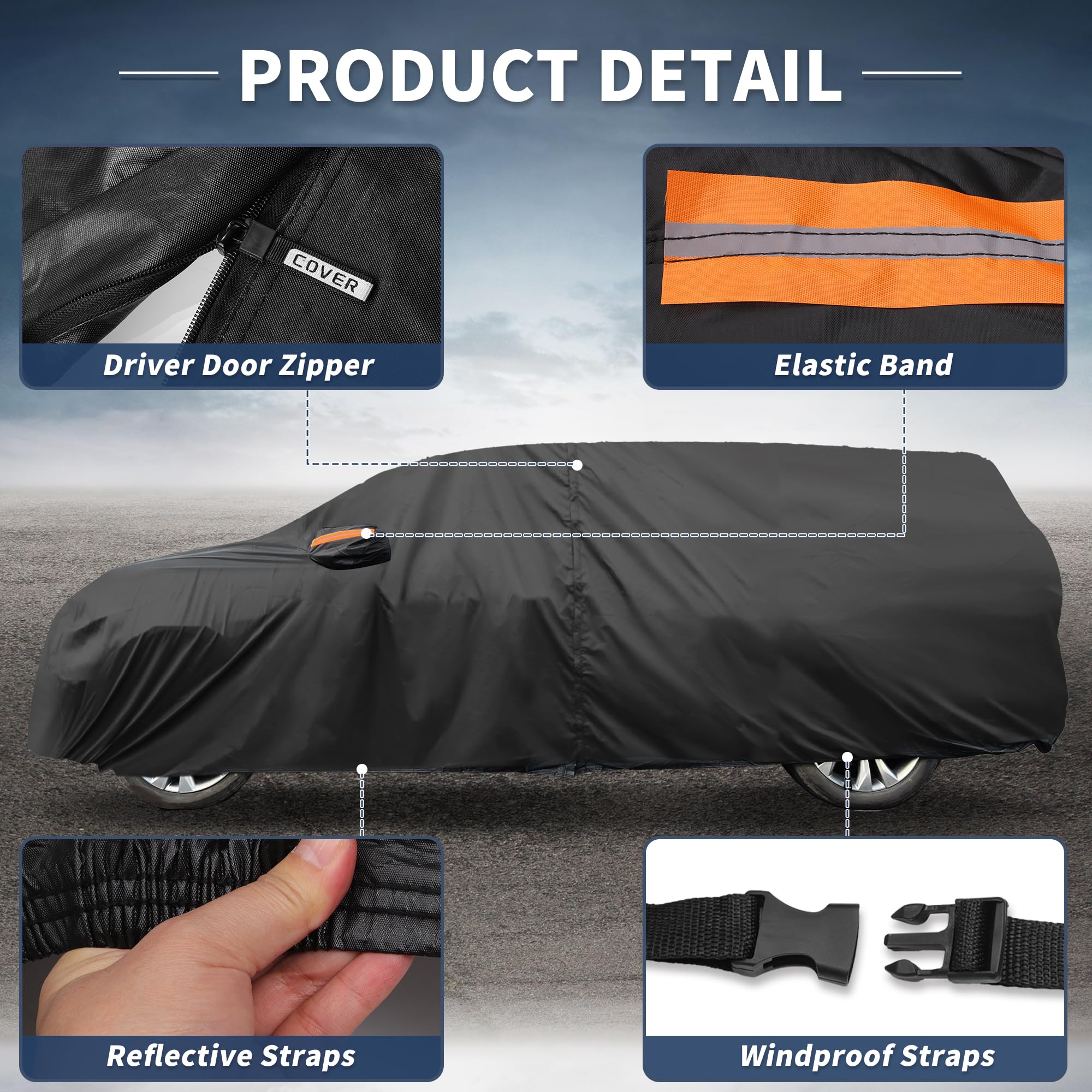 X AUTOHAUX Car Cover for Mini Cooper 2DR 2002-2021 210D-PU Outdoor Full Car Cover All Weather with Door Zipper