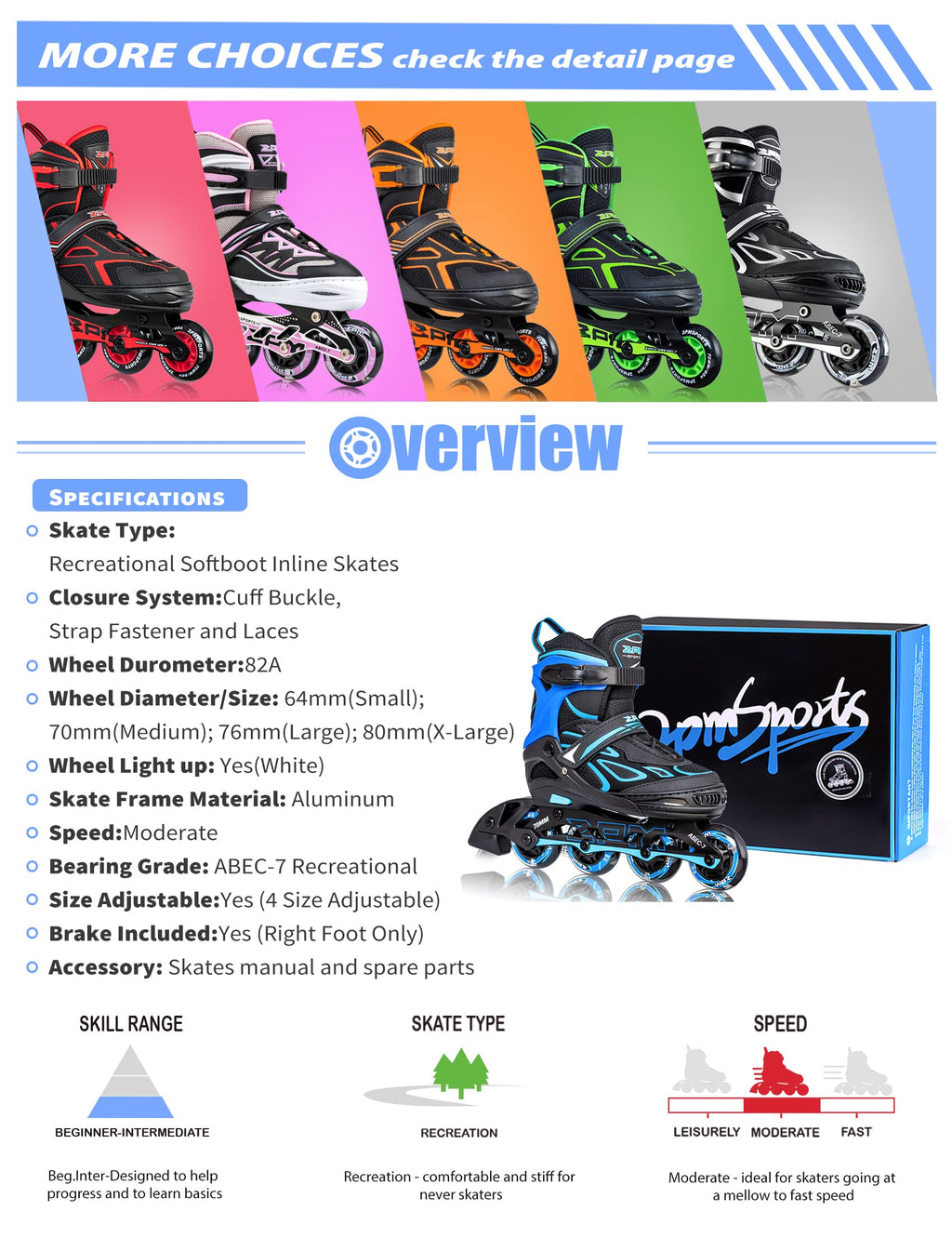 2PM SPORTS Vinal Girls Adjustable Flashing Inline Skates, All Wheels Light Up, Fun Illuminating Skates for Kids Men Adult Women and Boys