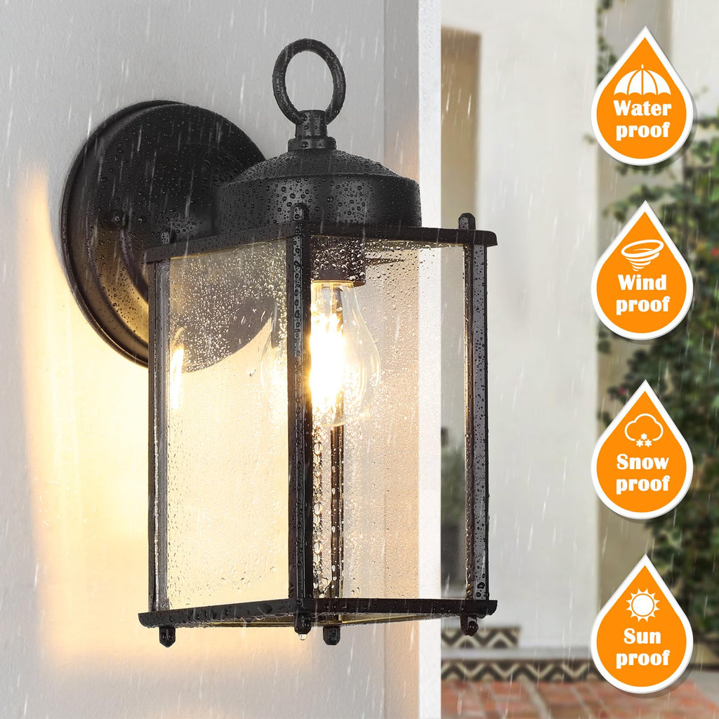 MATAMEYE Outdoor Wall Lantern, Exterior Dark Chocolate Waterproof Wall Sconce Lighting Fixture, Front Door Wall Lamp with Clear Beveled Glass, 2 Pack
