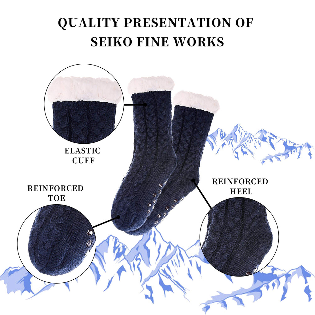SDBING Women's Winter Super Soft Warm Cozy Fleece Lined Fuzzy Slipper Socks with Grippers