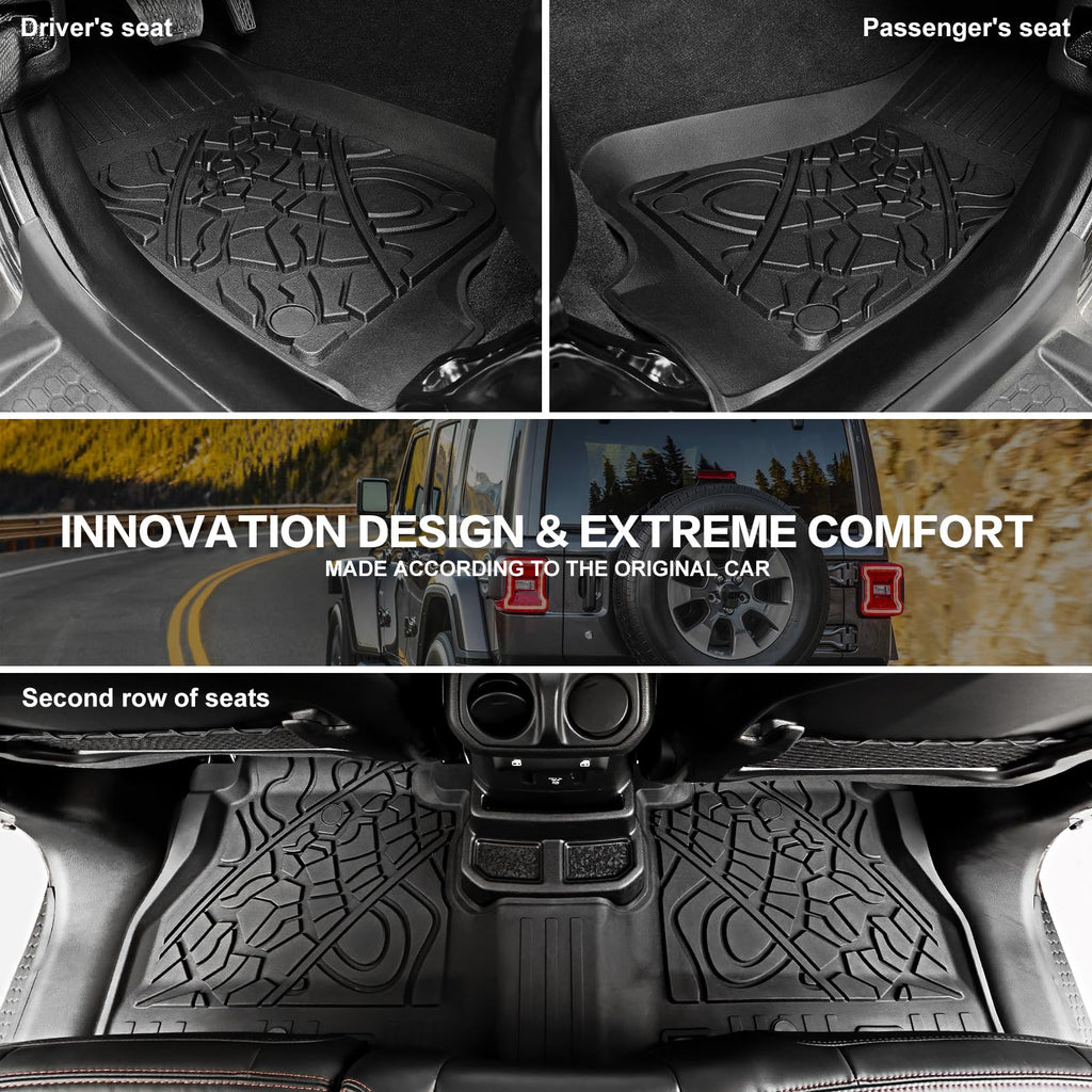 Cargo Mats for 2018-2025 Jeep Wrangler JL Unlimited 4X4 Trunk Mat with Backrest Liner, All Weather TPE Protector Rear Back Seat Mats for 18-25 Wrangler JL 4X4 4 Door Accessories