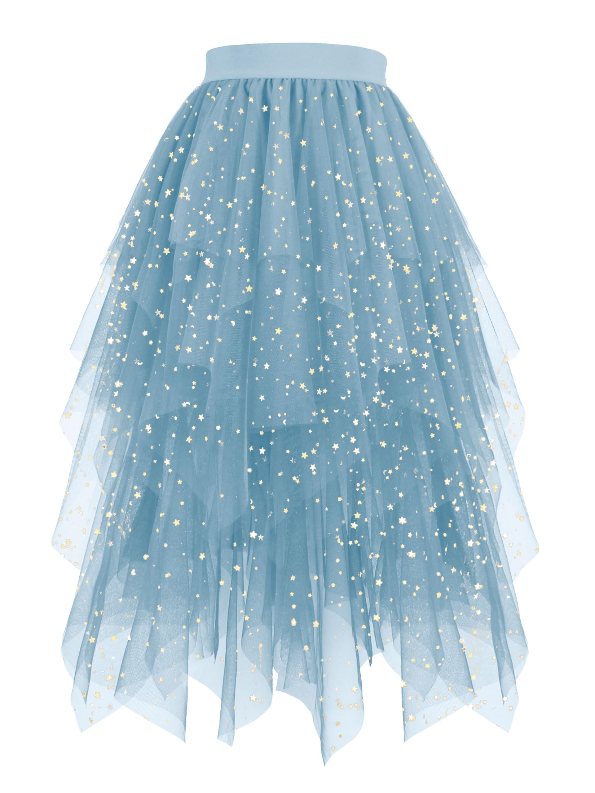 Hanpceirs Women's Tulle Skirts High Low Layered A-line Midi Skirt Irregular Tutu for Women