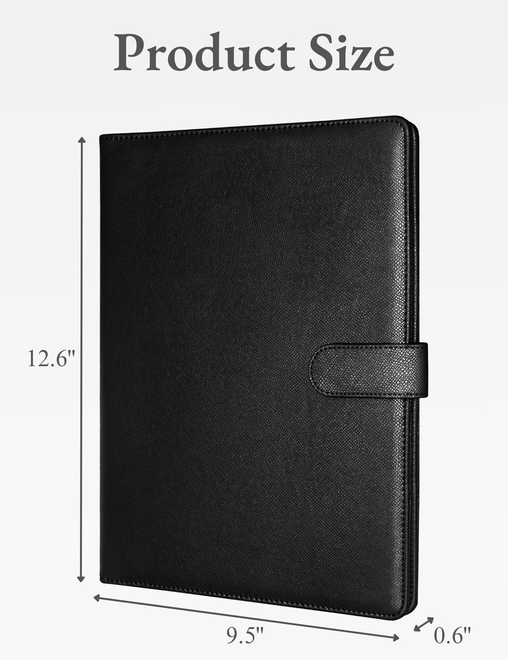 Padfolio Portfolio Resume Folder with Pocket, Premium Faux Leather Interview Writing Legal Pads Document Organizer Portfolio with Business Card Holder (Black)