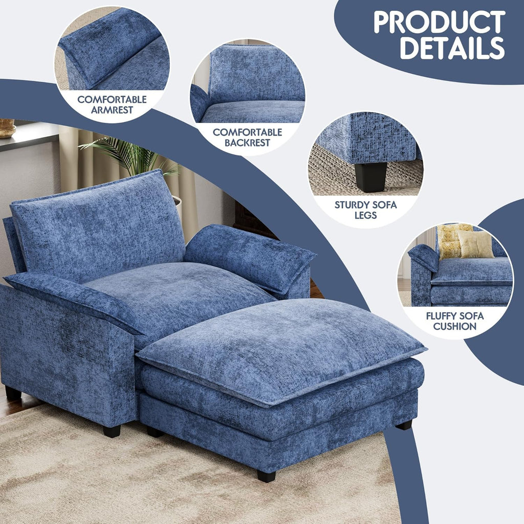 Homall 80" Modular Sectional Sofa, Loveseat Sofa Couch with Double-Layer Cushion, DIY Combination Chenille Deep 2-Seat Cloud Couch for Living Room, Apartment (Bright Grey, Loveseat Sofa)