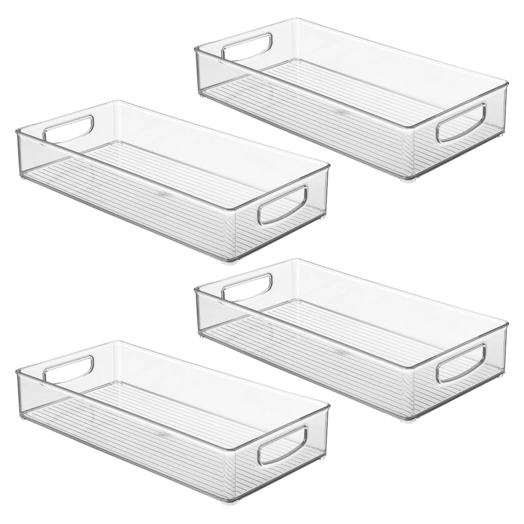 iDesign Slim Extra Long Clear Storage Bin | Narrow, Stackable, Kitchen or Pantry Organizer