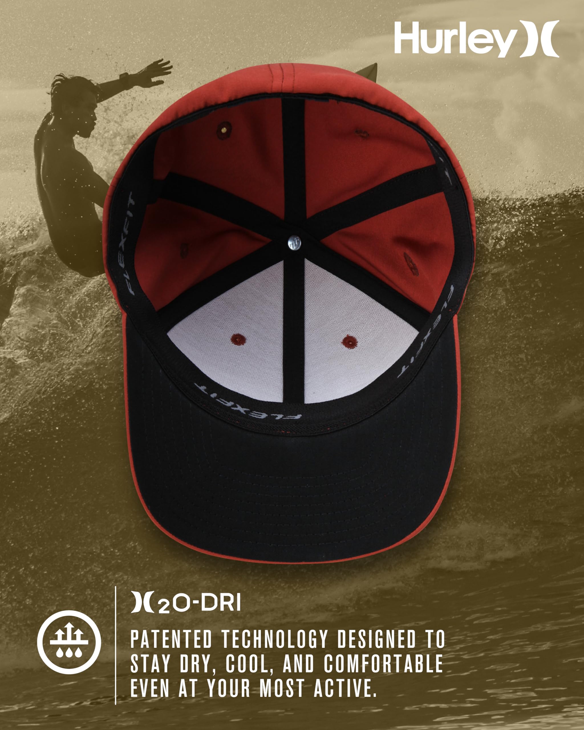 Hurley mens One & Only Corp Flexfit Perma Curve Bill Baseball Hat