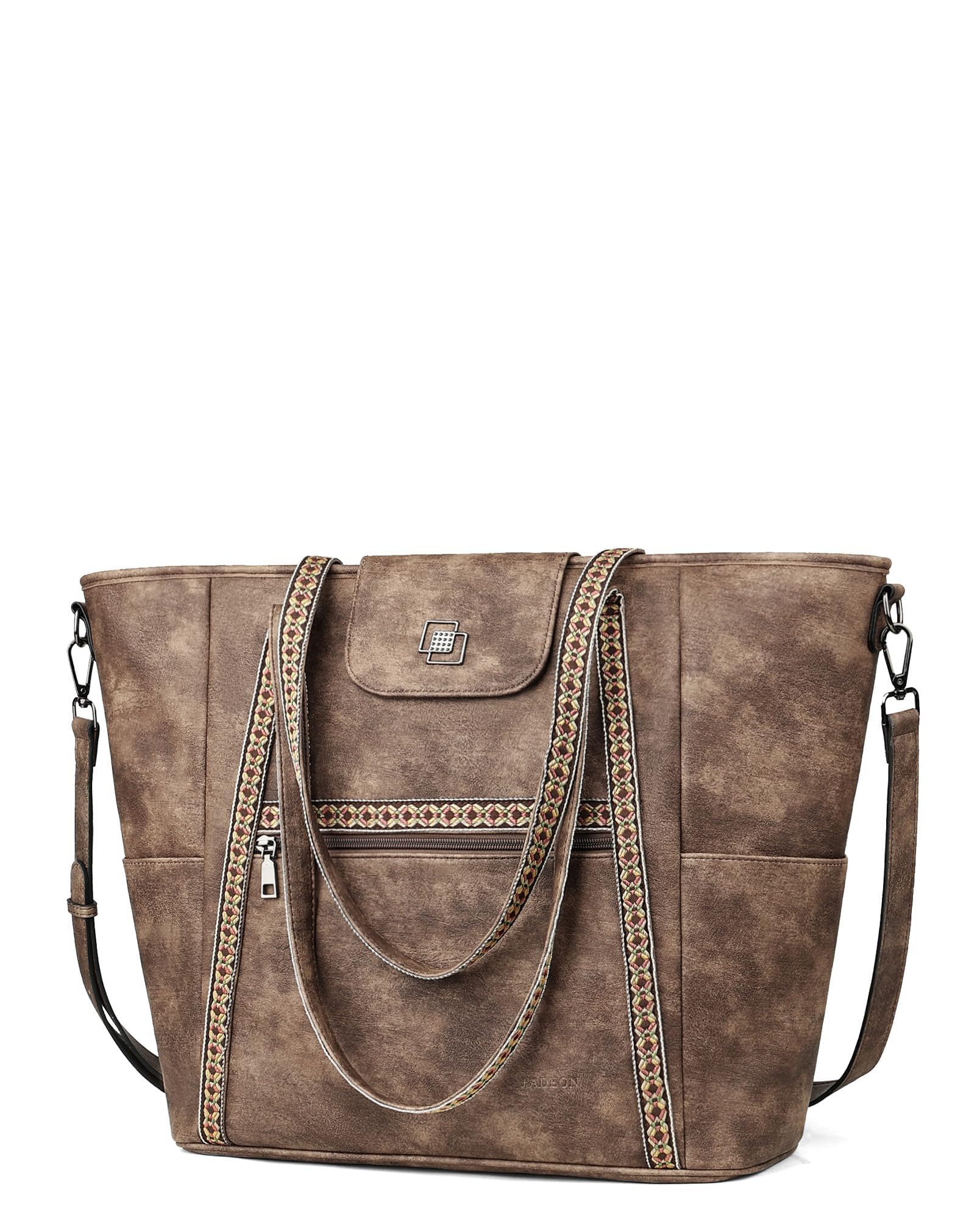FADEON Large Laptop Tote Bag for Women Designer Leather Laptop Bag Fashion Travel Backpack Purse Shoulder Handbag