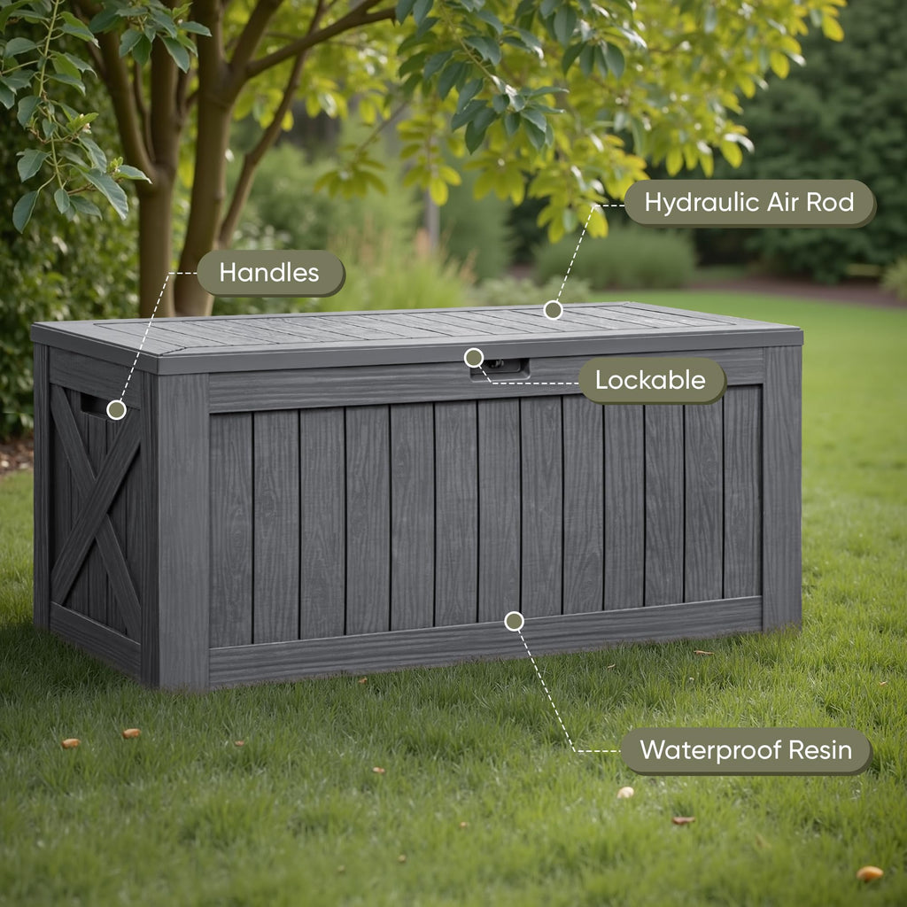 Flamaker Deck Box 30 Gallon, Waterproof Resin Small Storage Box with Lid, Outdoor Patio Furniture Cushion Garden Tool Organizer, Lockable Package Delivery Box for Porch Balcony (Black)
