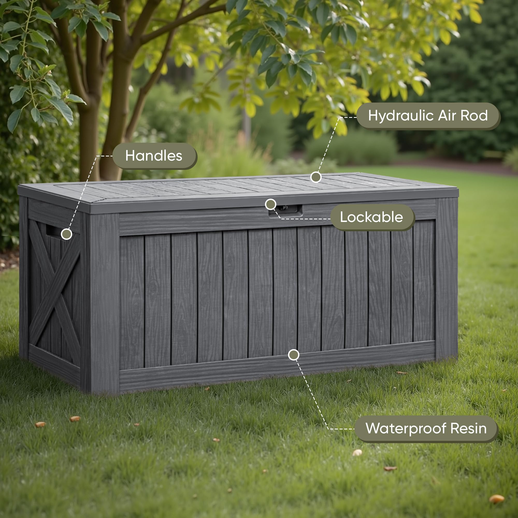 Flamaker Deck Box 30 Gallon, Waterproof Resin Small Storage Box with Lid, Outdoor Patio Furniture Cushion Garden Tool Organizer, Lockable Package Delivery Box for Porch Balcony (Black)