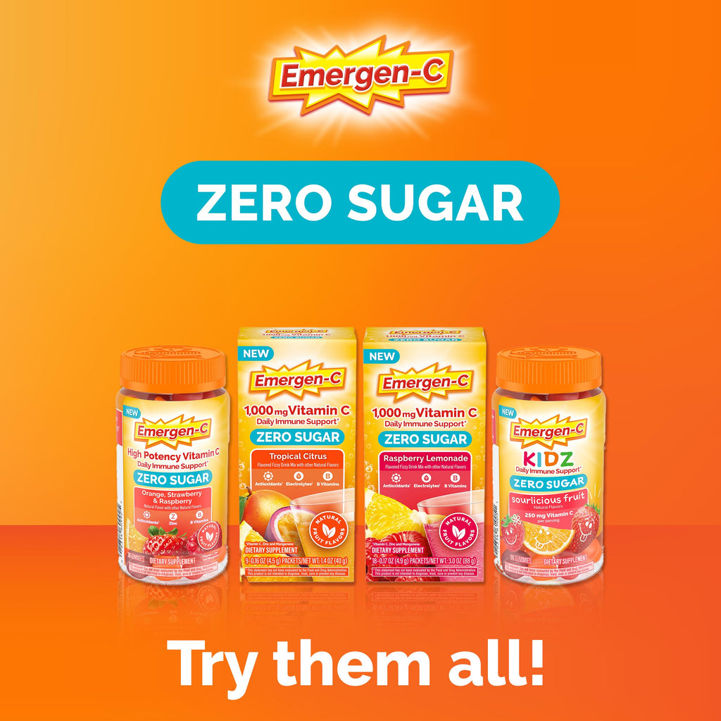 Emergen-C Zero Sugar Immune Support Kidz Gummies 36 Count