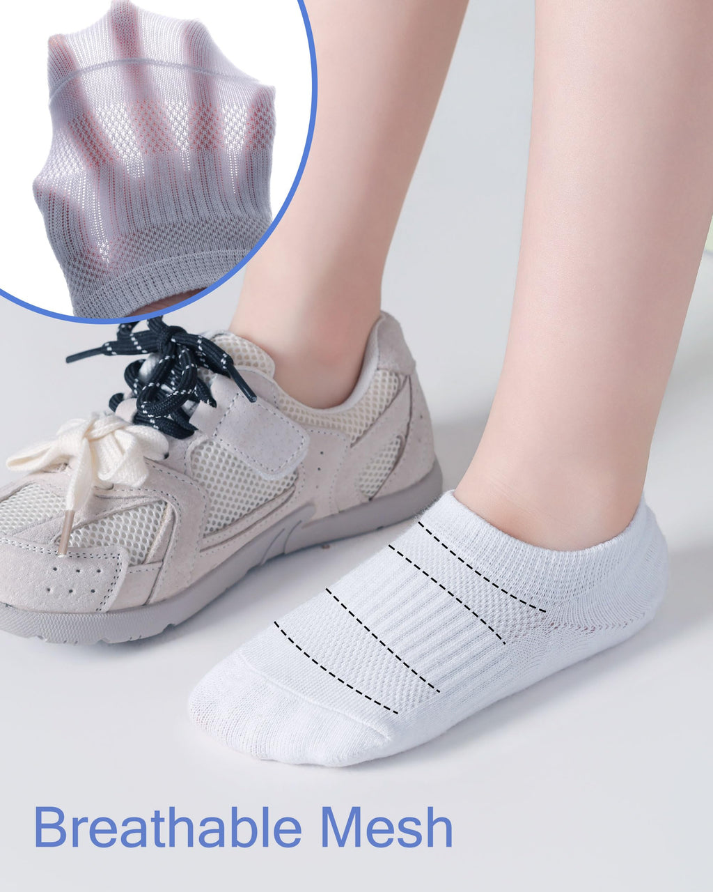 No Show Cotton Socks for Girls and Boys - Low Cut, Breathable, Non-Slip Short Socks for Kids - 5/10 Pairs