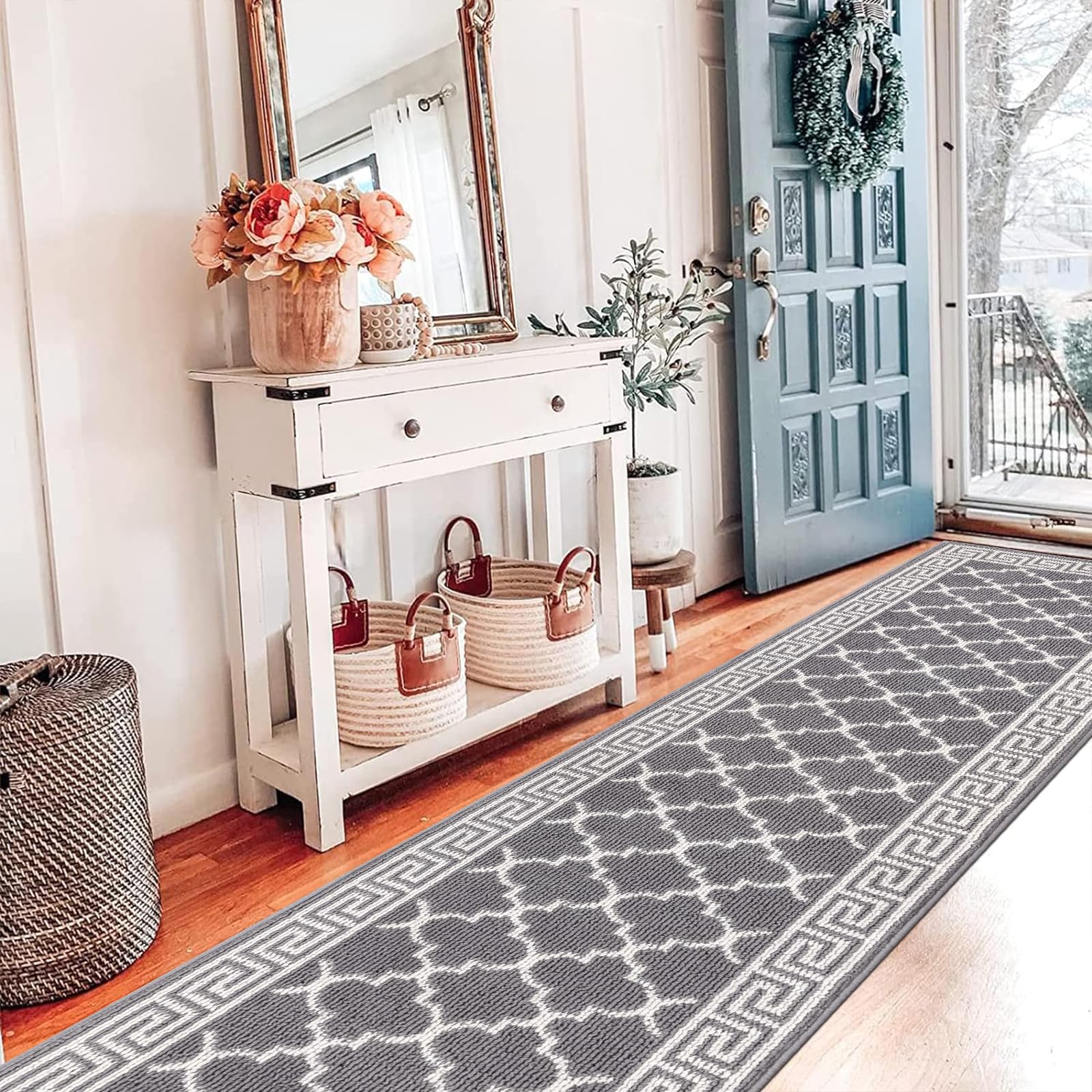 Pauwer Door Mat Indoor Entrance 20"x60" Absorbent Dirt Trapper Welcome Mats for Front Door Washable Entryway Rugs Ultra Thin Doormat Non Slip Runner Rugs for Hallway Kitchen Laundry Room, Beige