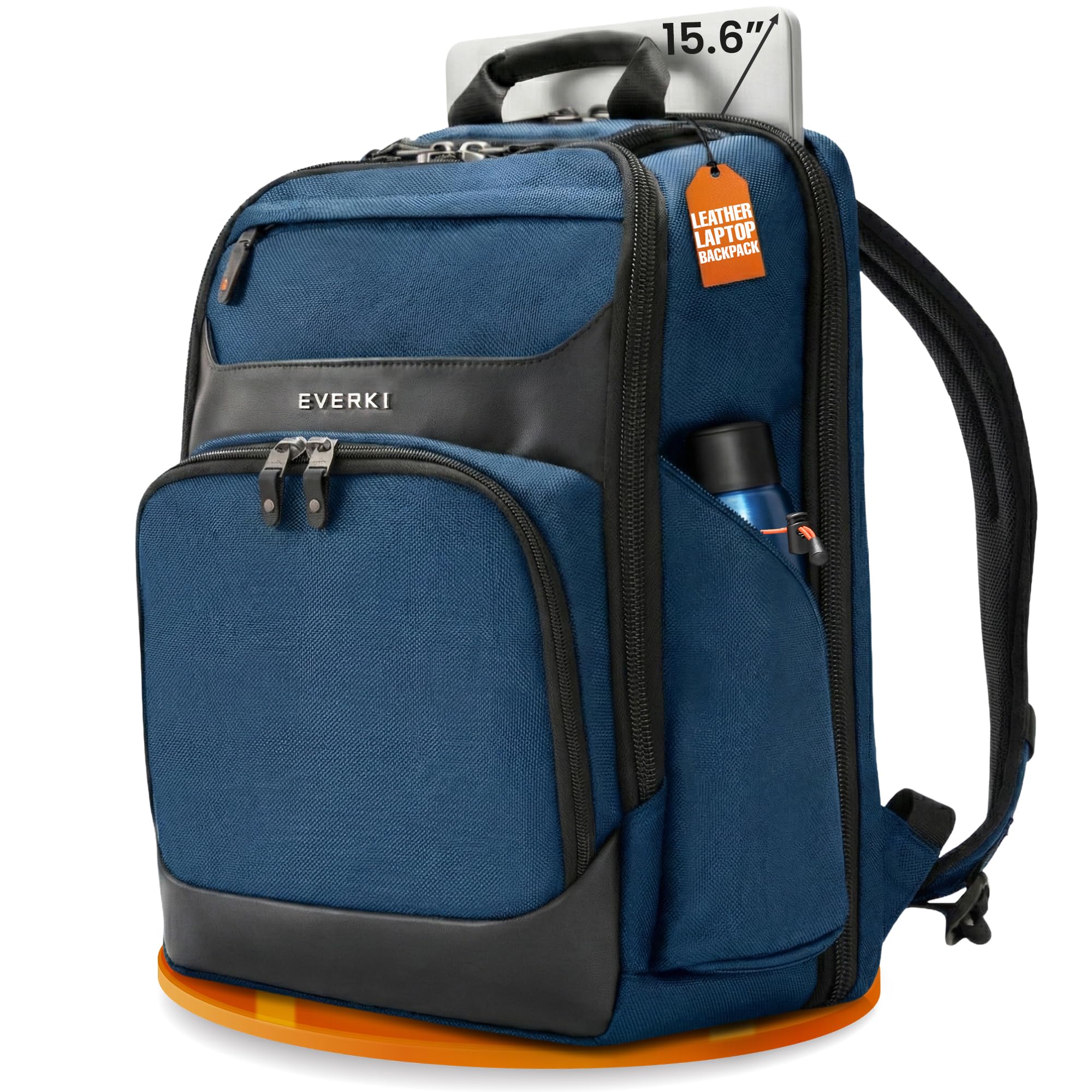 EVERKI Onyx 25L Business Laptop Backpack – Professional Travel Backpack for Men & Women, Laptop Bag with Premium Leather Ballistic & Nylon, Office & Flight Approved, Fits Laptops up to 15.6” - Black