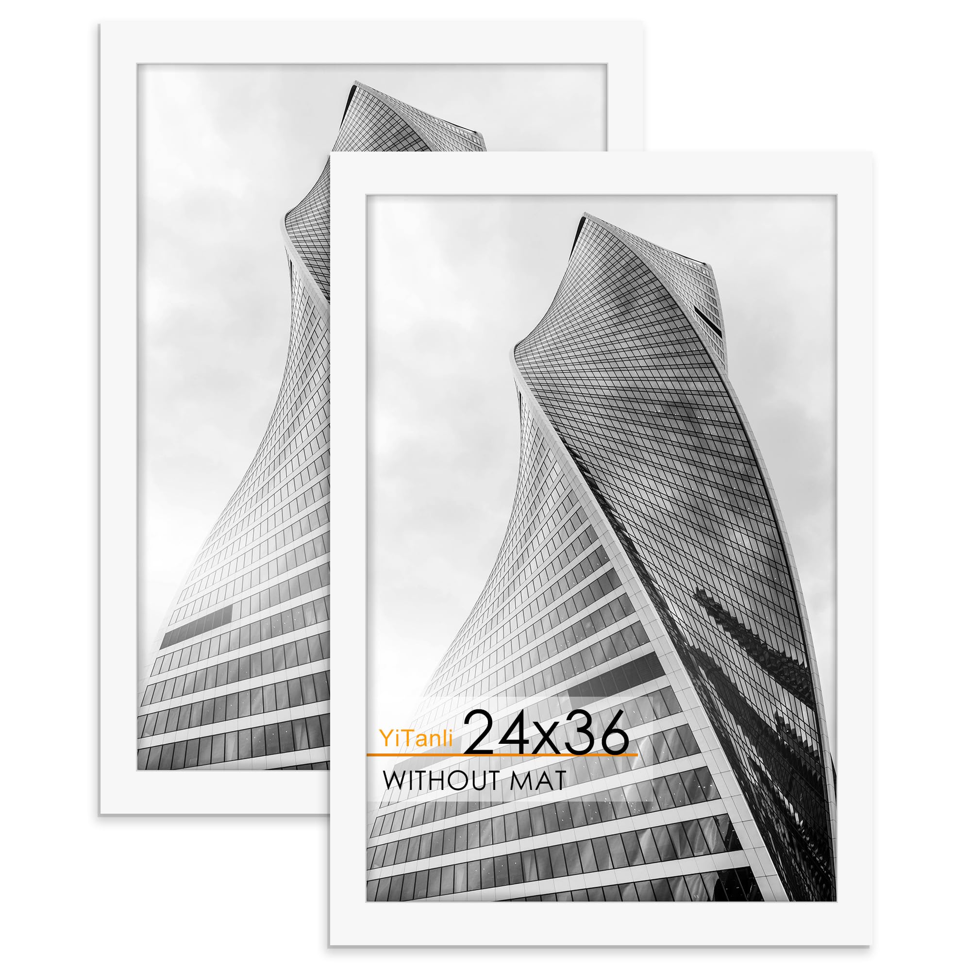 16x24 Black Frame 2 Pack, Engineered Wood for 24 x 16 in Poster | Horizontal or Vertical Wall Mounting, 24x16 Poster Frames for Gallery, Office, and Home Decor