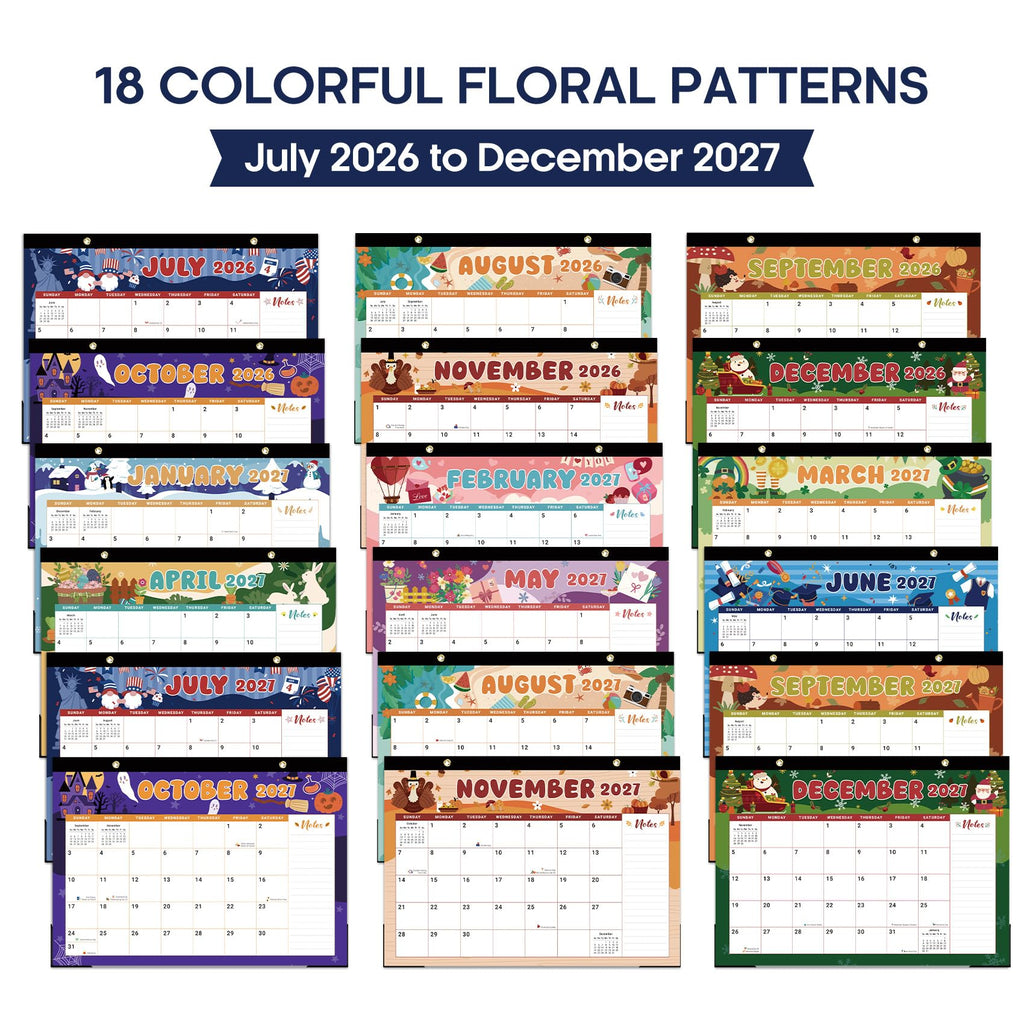 Desk Calendar 2026-2027, 21-Month Calendar Runs Until June 2027, Large 17" x 12" Monthly Desktop & Wall Calendar for Home & Office - Floral