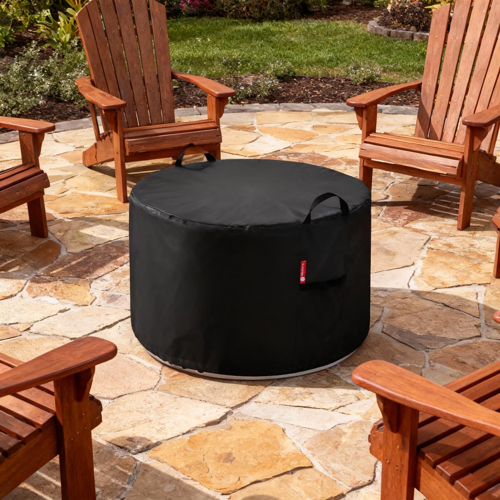 SheeChung Fire Pit Cover for Solo Stove Bonfire Outdoor Smokeless Firepit-Small Round Waterproof 600D Polyester Shelter,Air Vent,Anti-UV&Tear Resistant-Fits for 16”-22” Gas Fire Pit Table (22"Dx16"H)